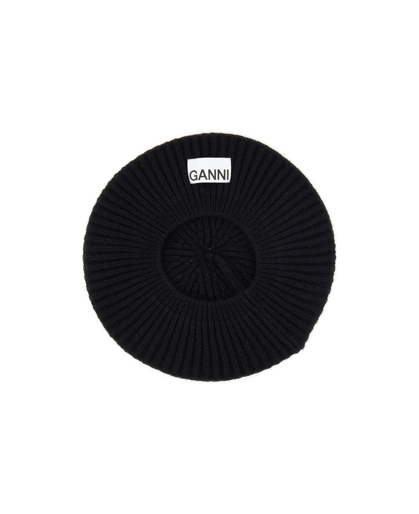 Ganni Ribbed Knit Beanie - BLACK