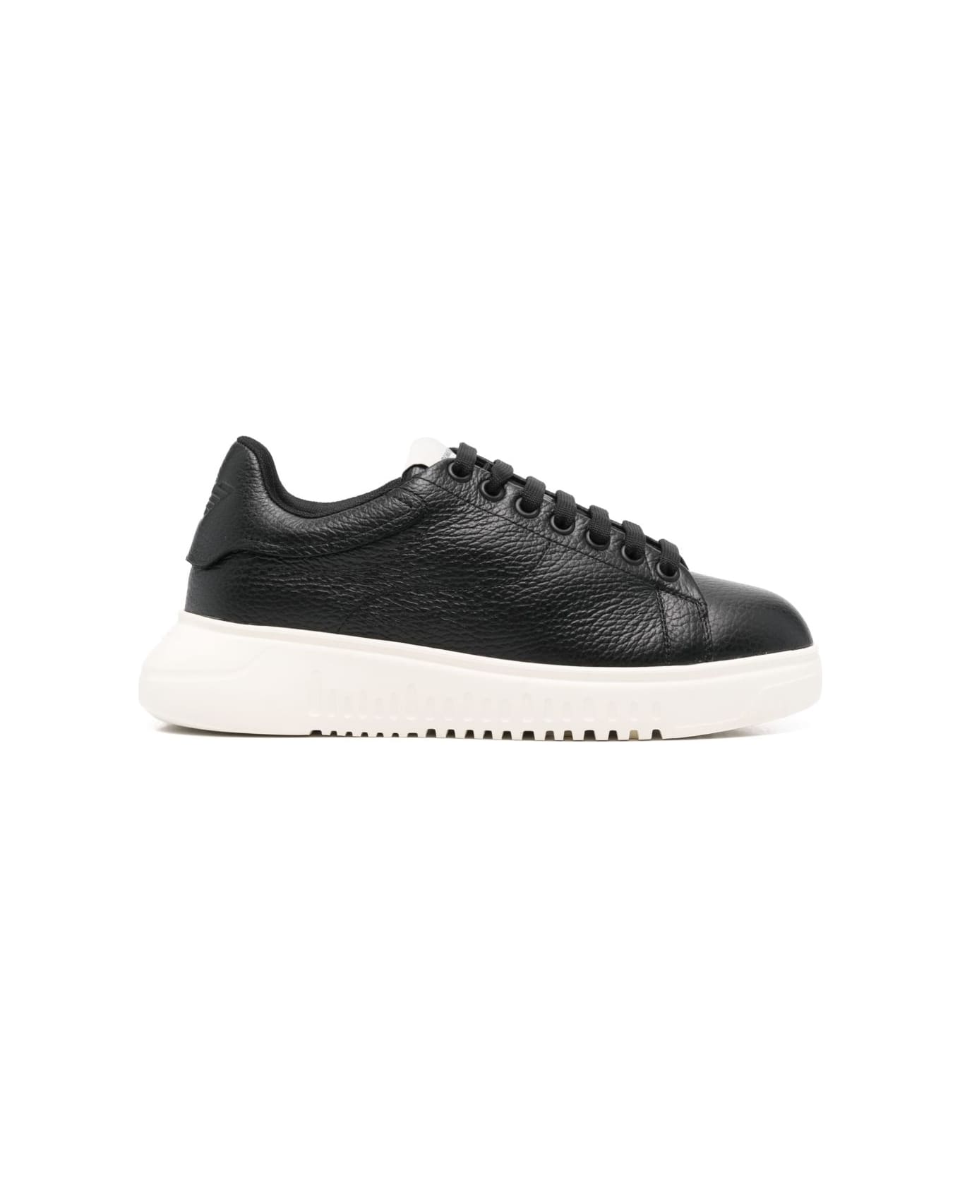Emporio Armani Leather Sneakers - Black