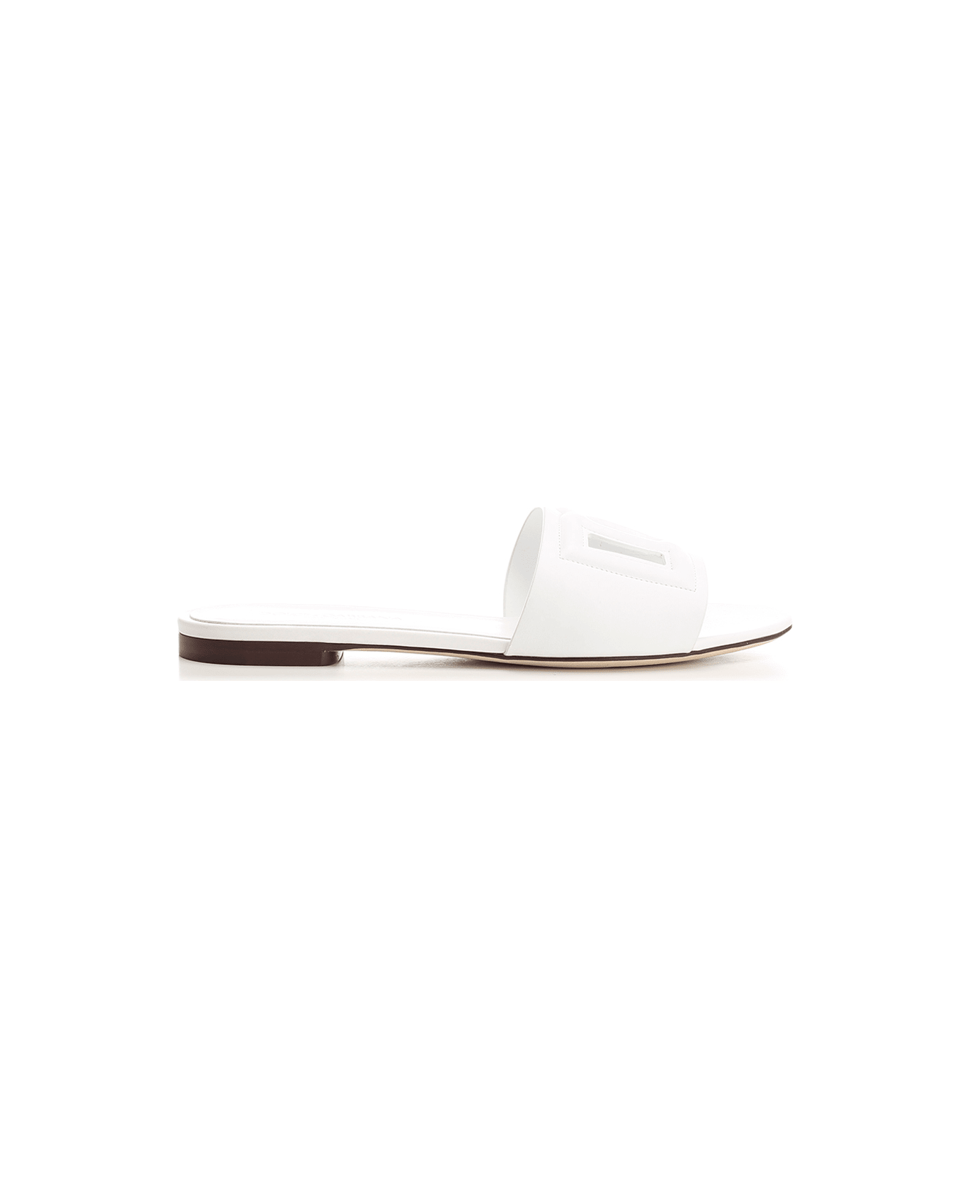 Dolce & Gabbana White 'dg' Flat Sandal - Bianco