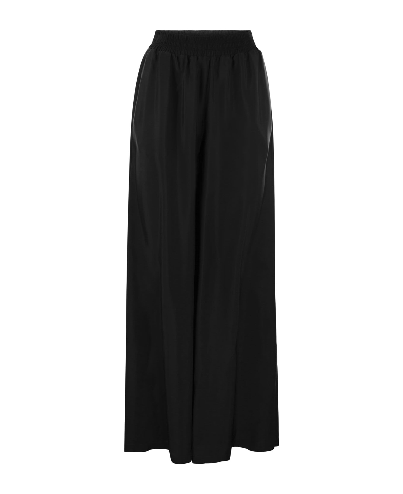 Fabiana Filippi Wide Trousers In Cupro Twill - Black