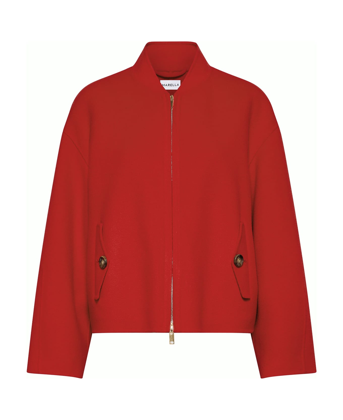 Marella Red Jacket With Collar And Zip - NERO