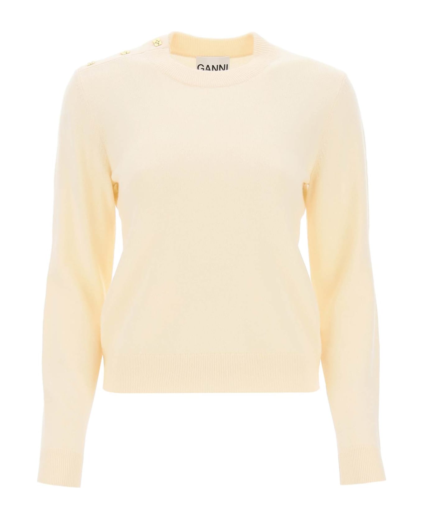 Ganni O-neck Shirt - ALABASTER GLEAM (Beige) ニットウェア