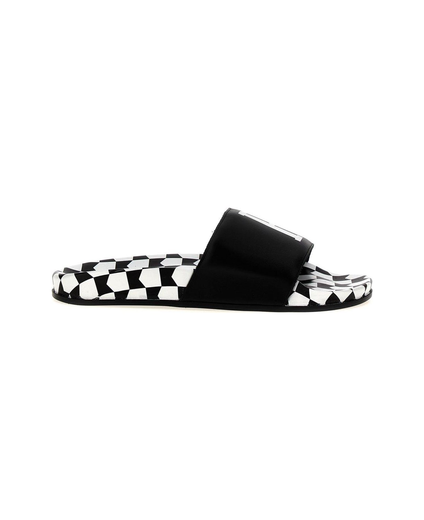 Rhude Logo Printed Checked Slides - Black