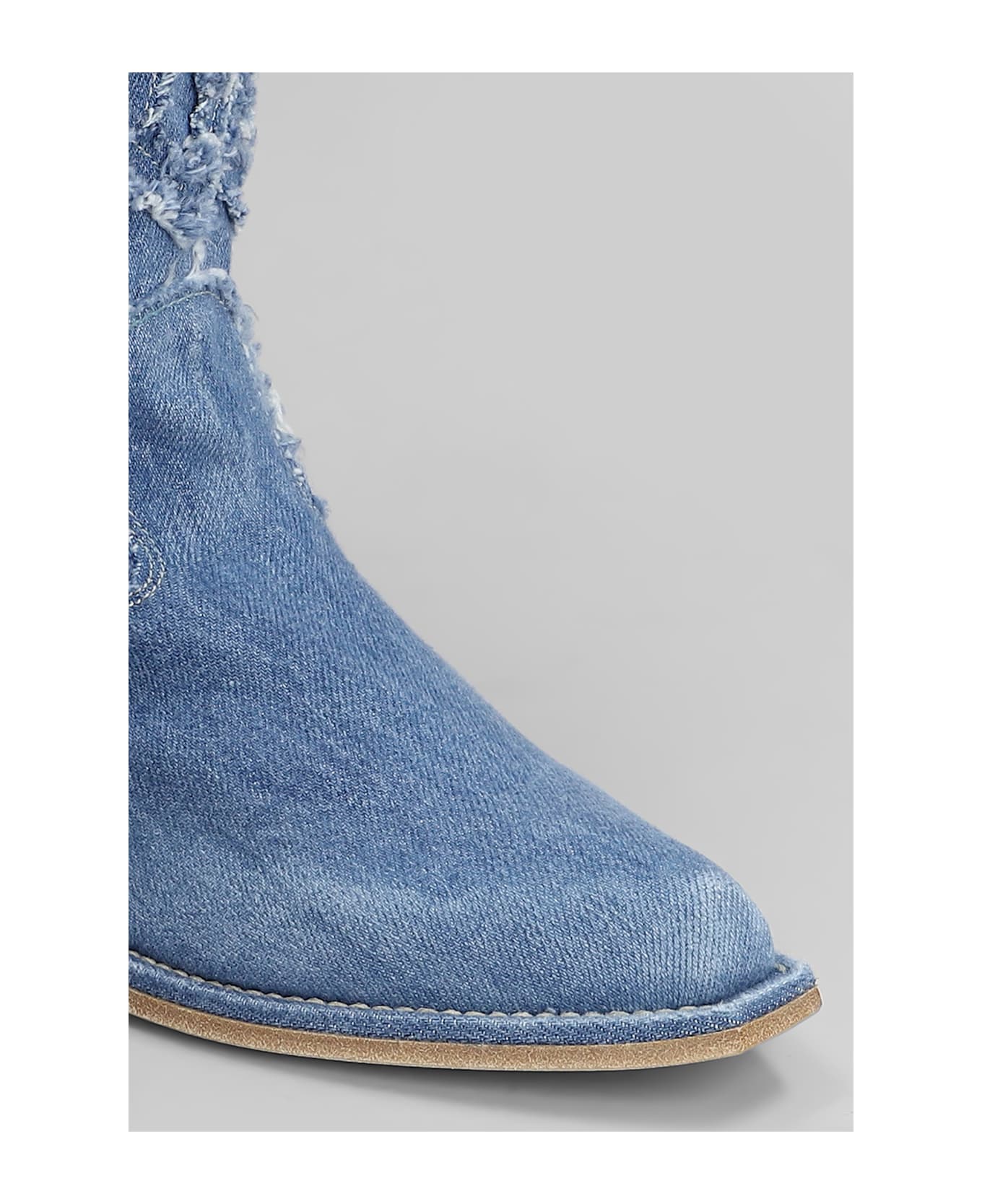 Vic Matié Denim 505 Texan Ankle Boots In Blue Denim - blue