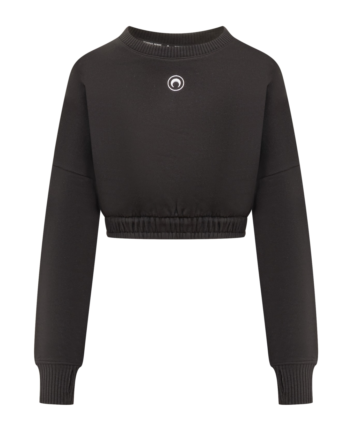 Marine Serre Crop Sweater - BLACK ニットウェア