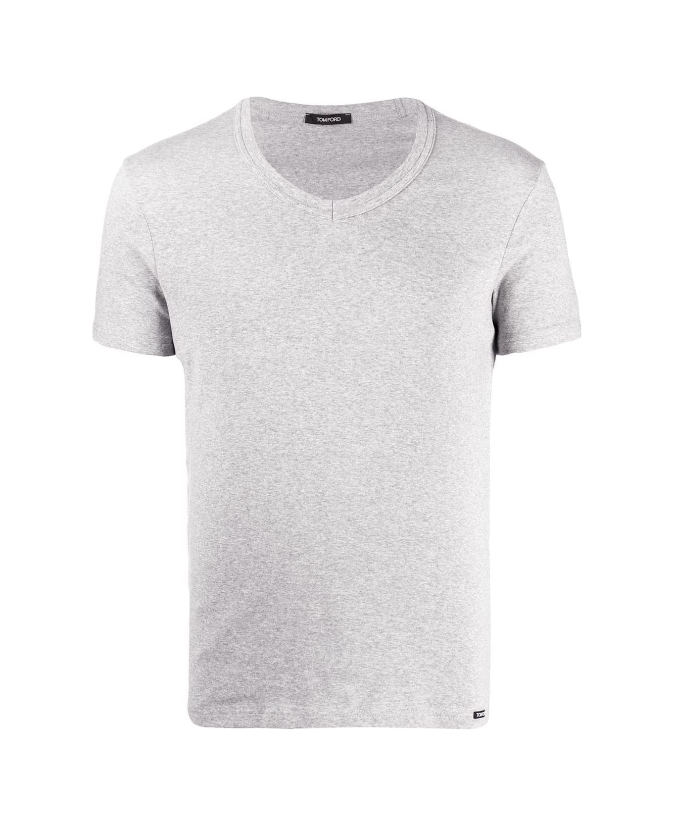 Tom Ford Man
s Cotton V-neck T-shirt - Grey