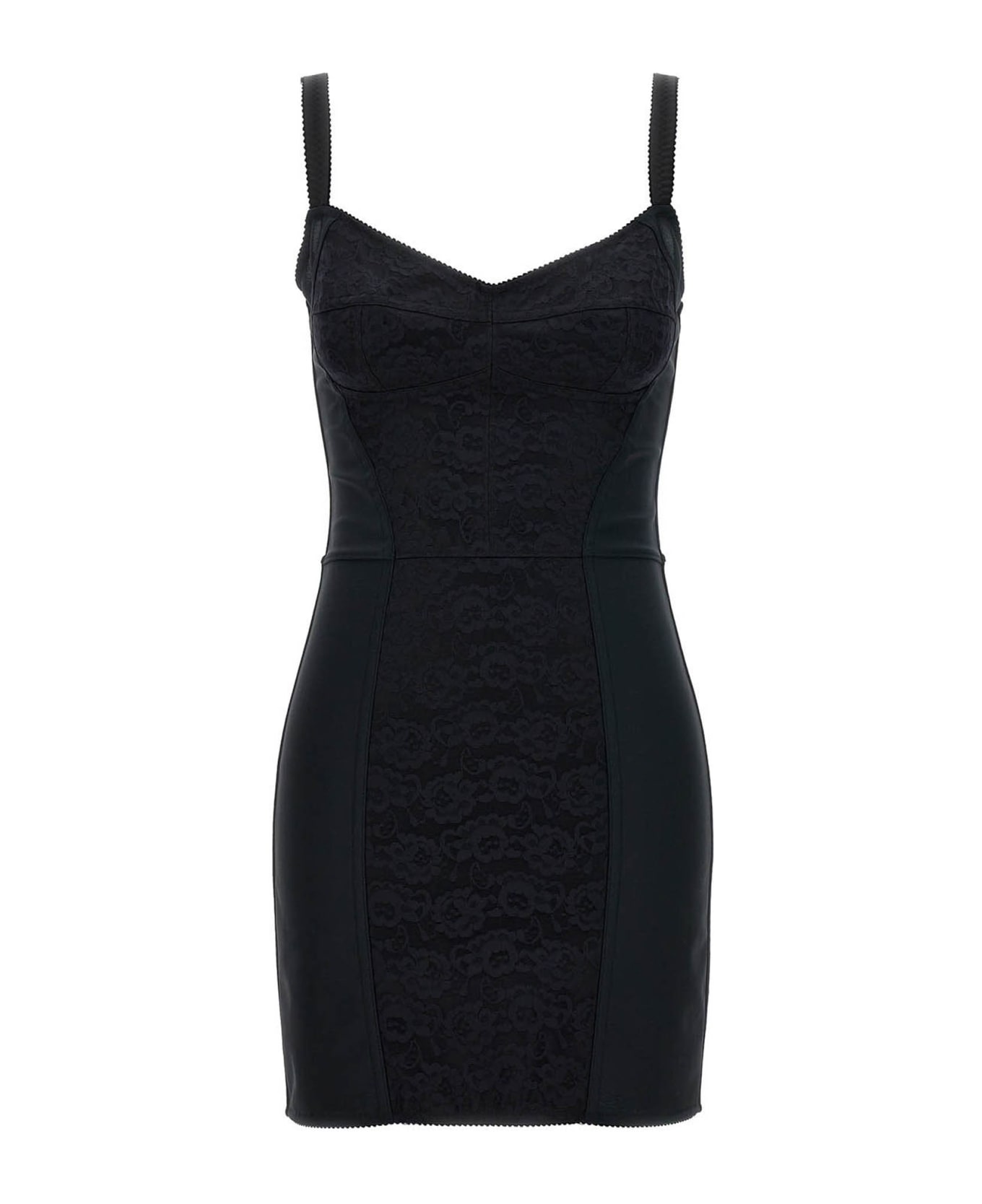Dolce & Gabbana Satin Guepierre Dress - Black  