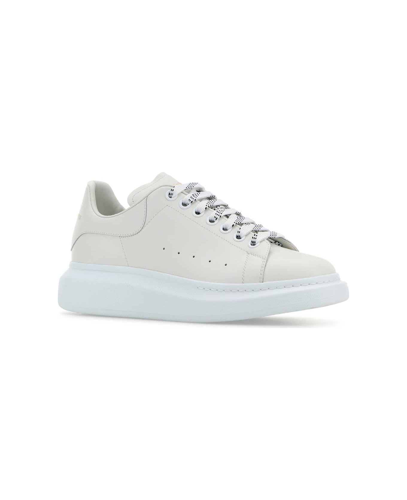 Alexander McQueen Chalk Leather Sneakers With Chalk Leather Heel - WHITE