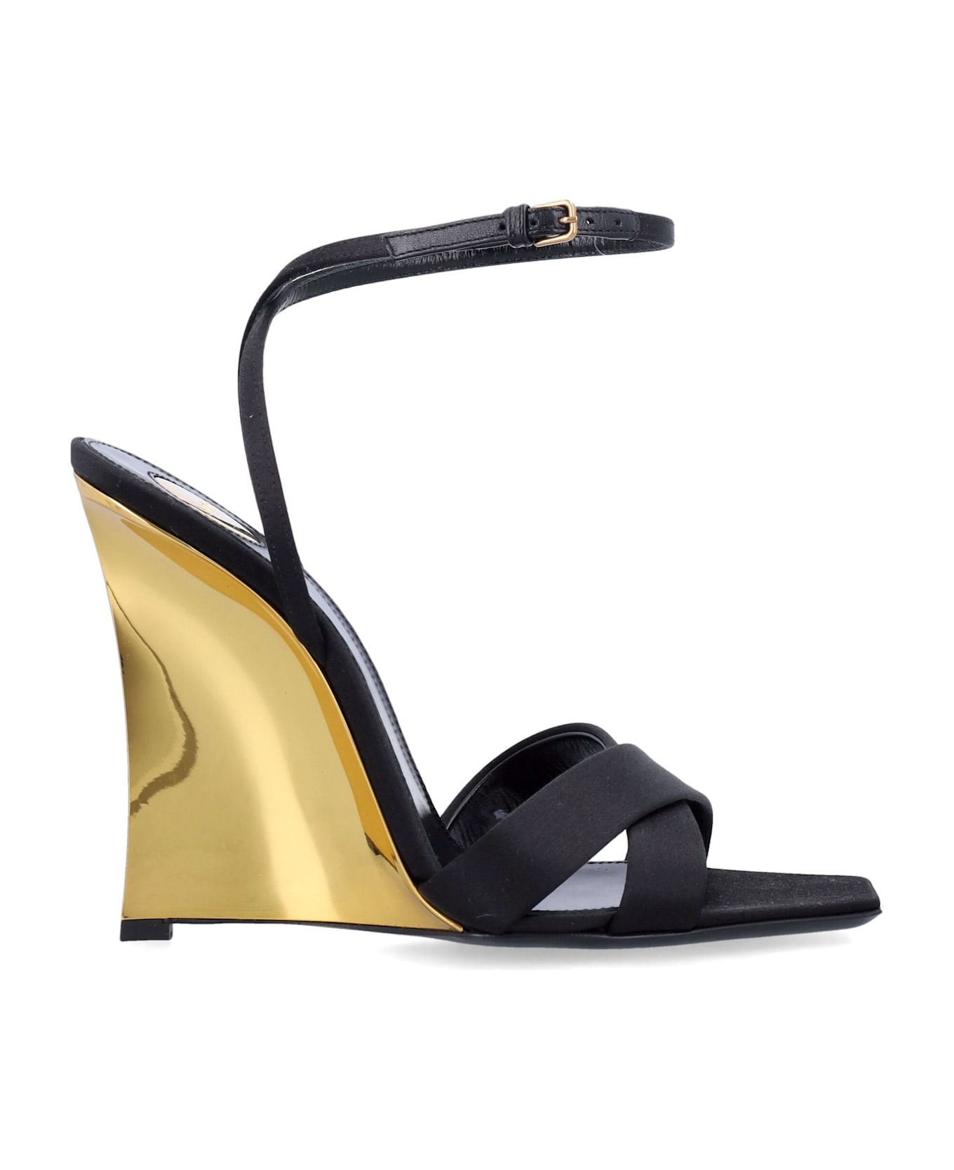 Saint Laurent Lucienne Sandal Wedges - BLACK