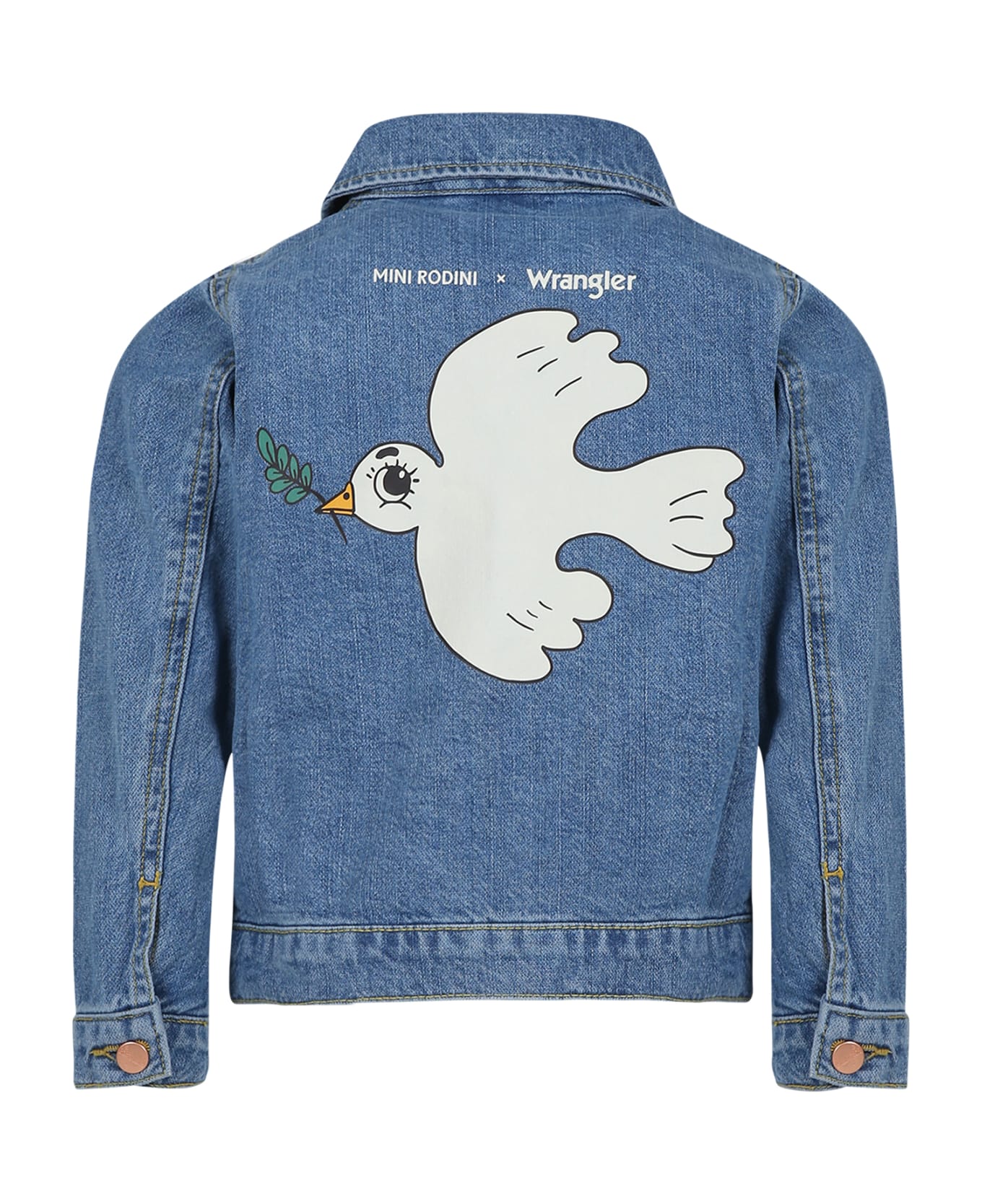 Mini Rodini Blue Jacket For Kids With Dove - Denim