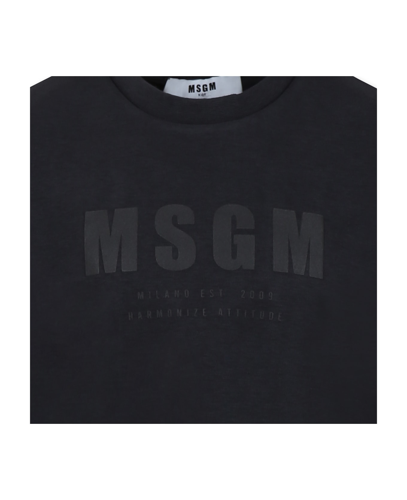 MSGM Black T-shirt For Kids With Logo - Black