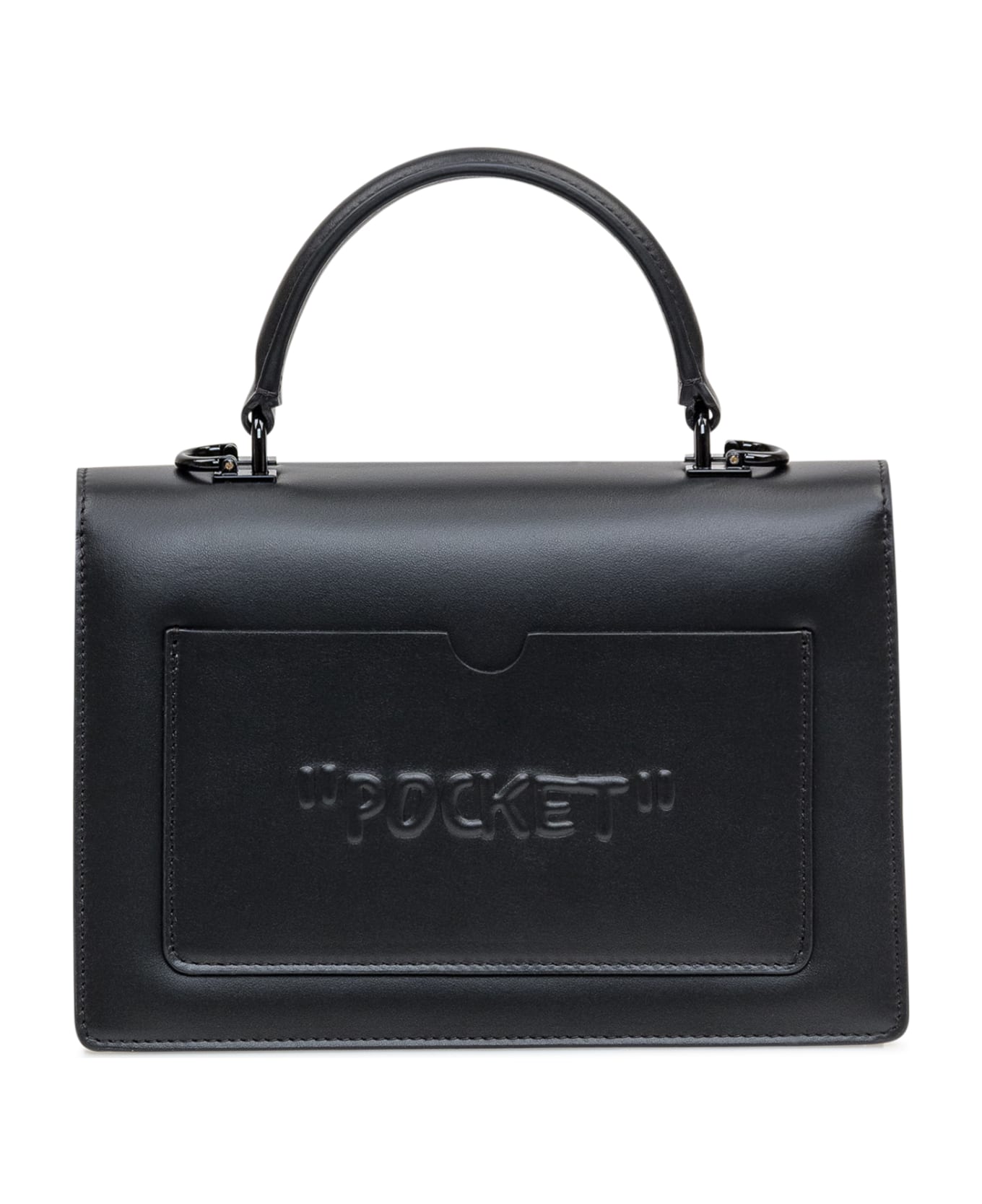 Off-White Hand Bag With Writing - BLACK