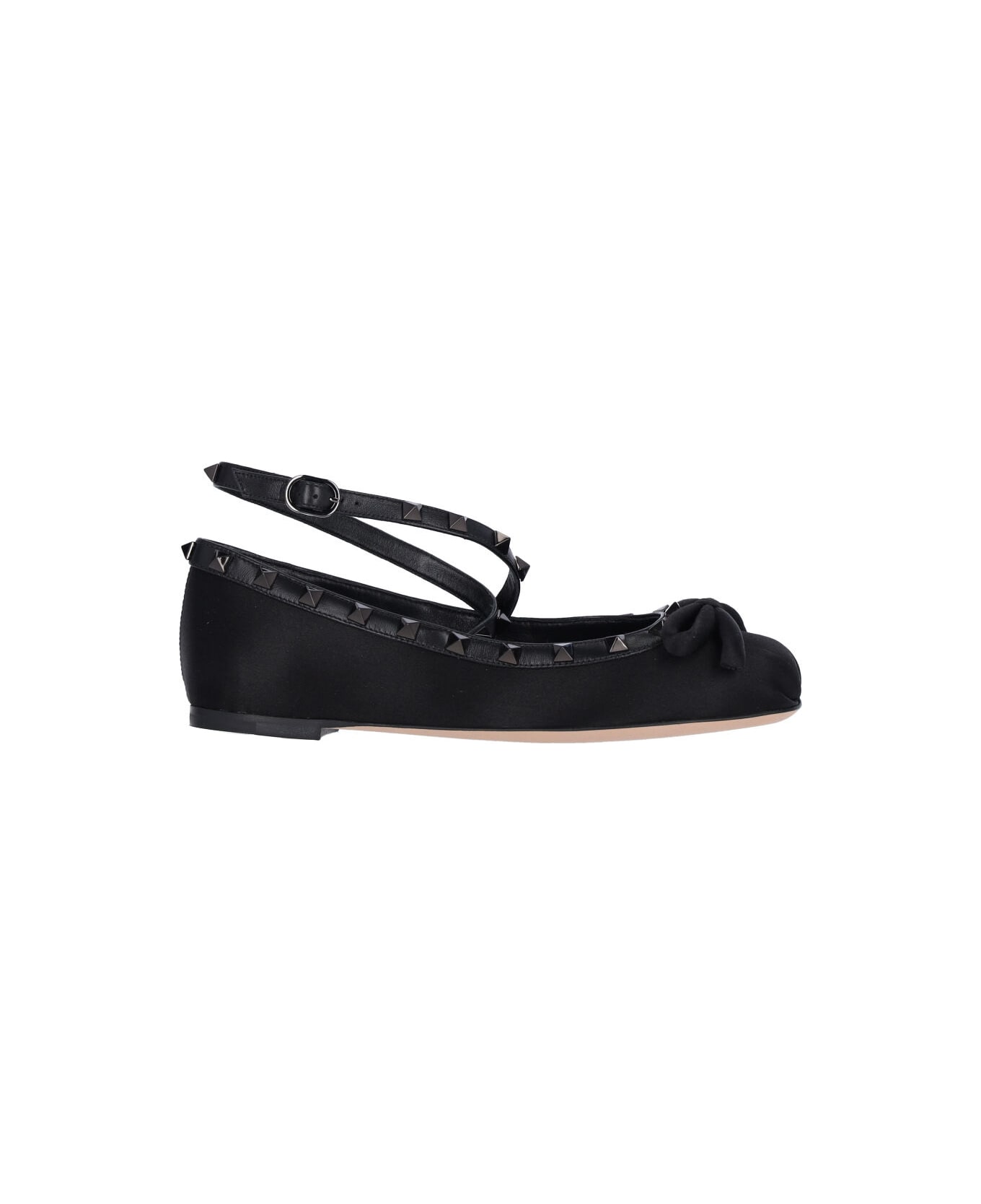 Valentino Garavani "rockstud" Satin Ballet Flats - Black  
