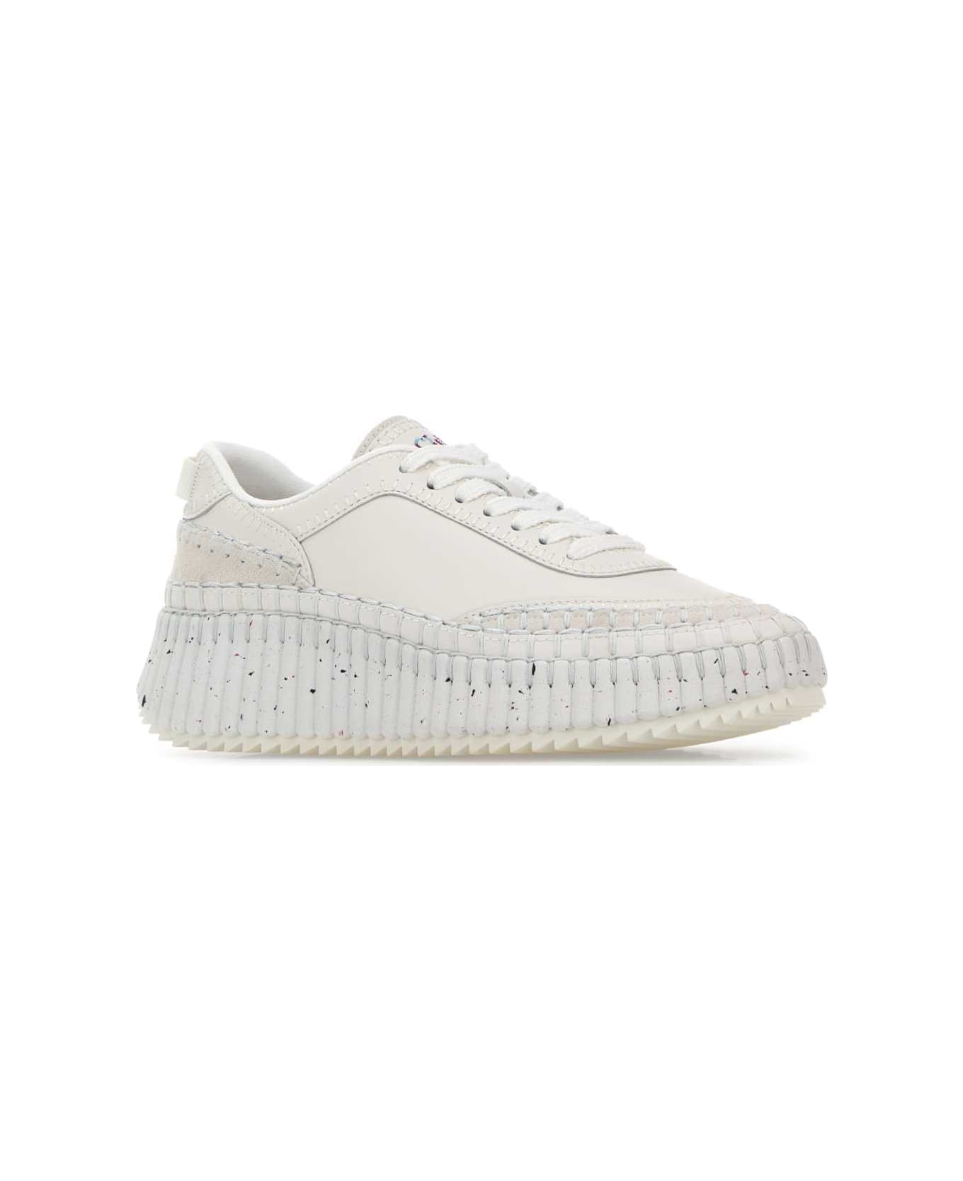 Chloé White Leather Nama Sneakers - BRILLIANTWHITE