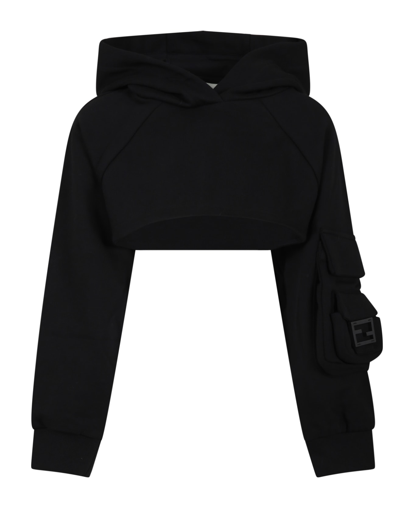 Fendi Black Sweatshirt For Girl With Baguette - Black