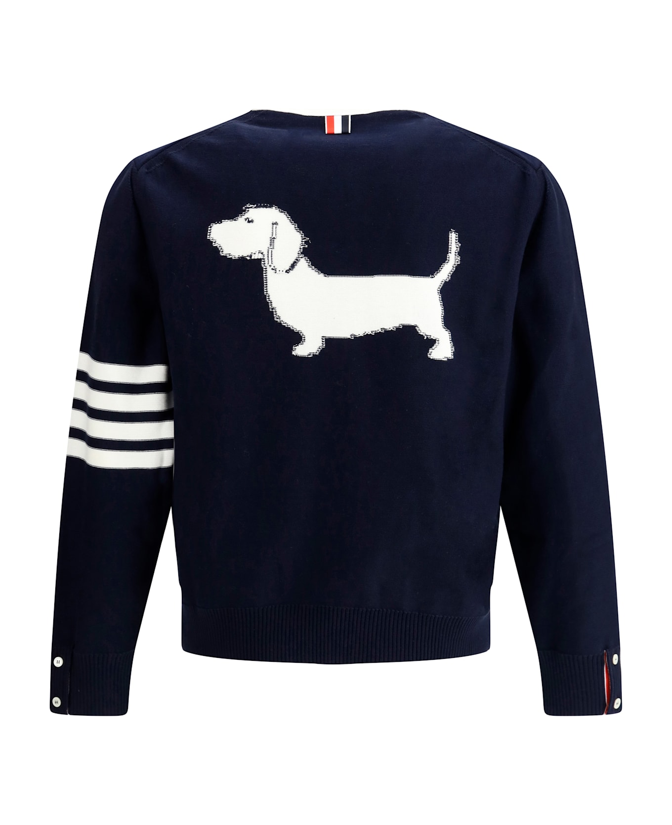 Thom Browne Cardigan With Iconic Stripes - Navy