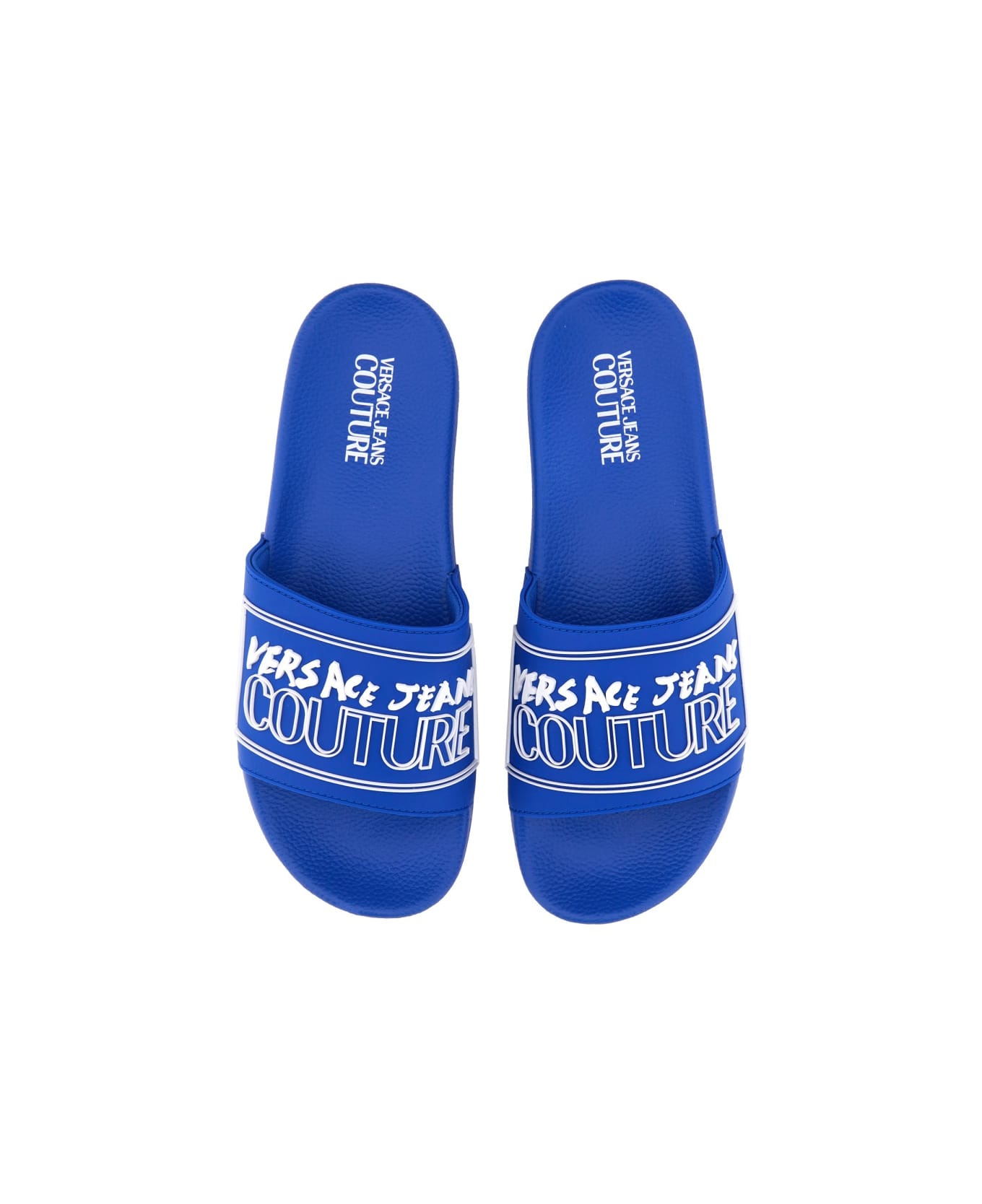 Versace Jeans Couture Slide Sandal With Logo - BLUE