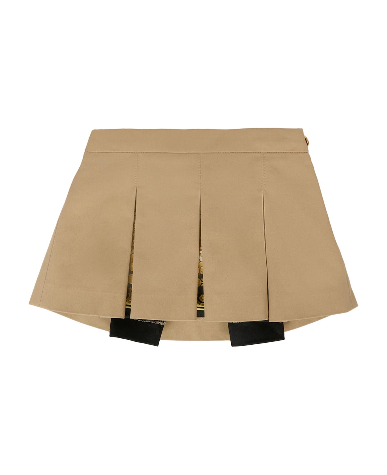 Versace Beige Skirt For Baby Girl With Barocco Print - Beige