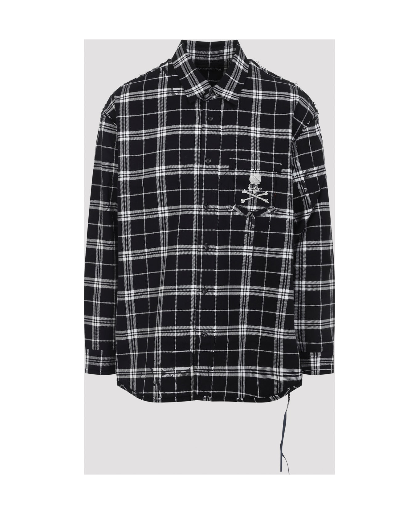 MASTERMIND WORLD Reversible Raw Edge Plaid Shirt - Black Plaid