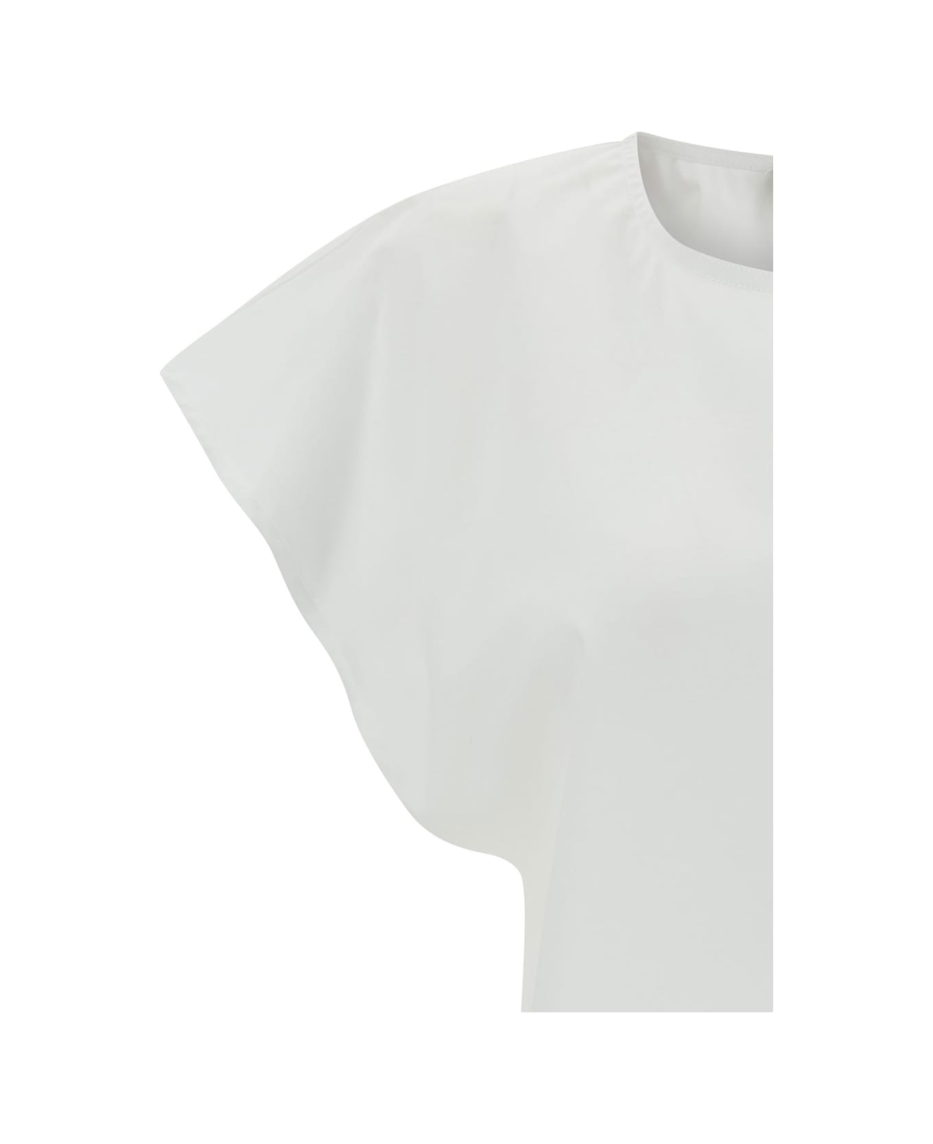 Federica Tosi White Top With Cap Sleeves In Stretch Cotton Woman - White