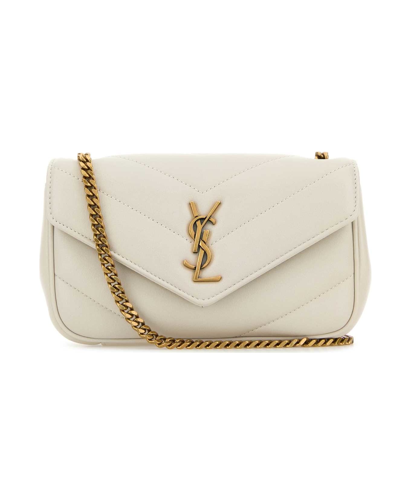 Saint Laurent Ivory Leather Mini Loulou Crossbody Bag - CREMA SOFT