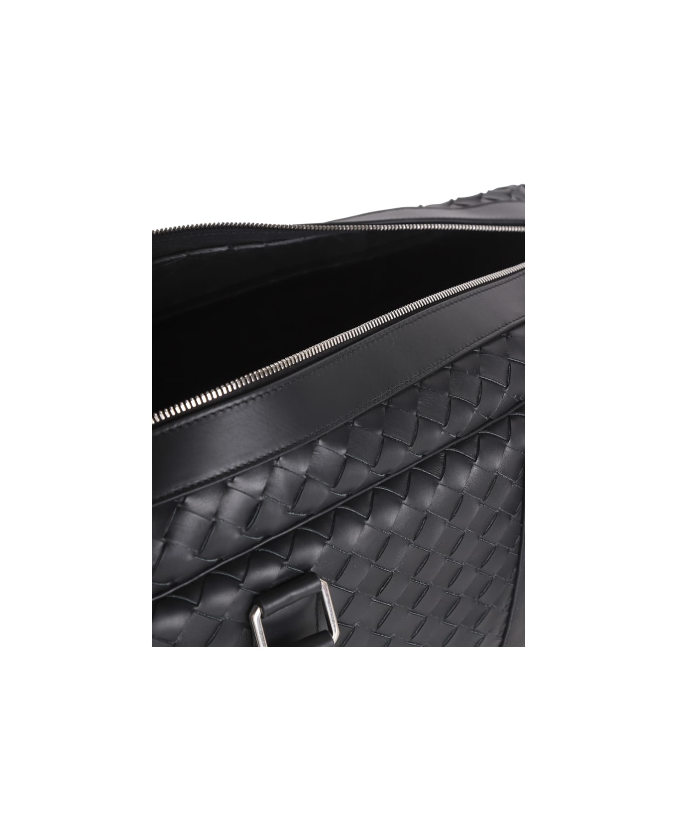 Bottega Veneta Intreccio Sporty Bag In Leather - Black