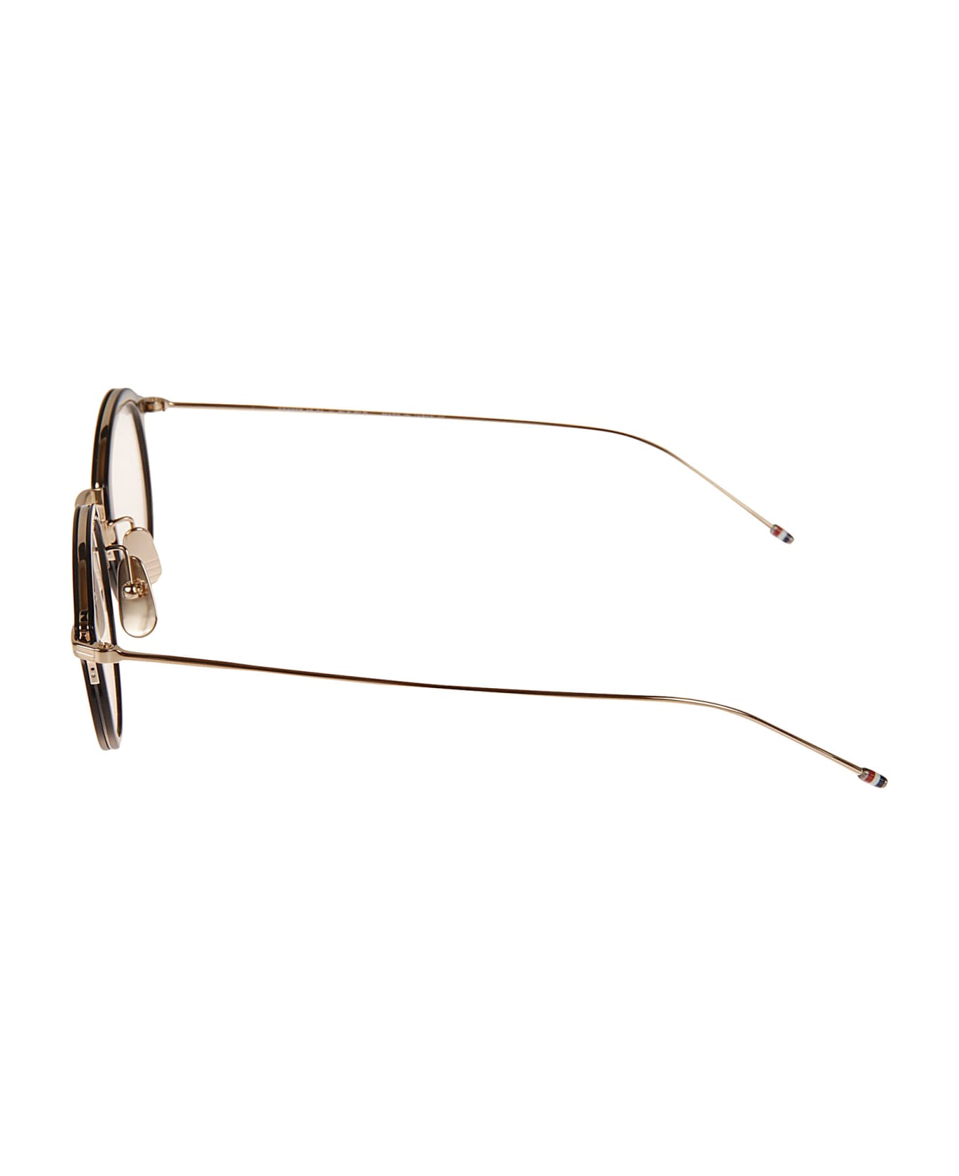 Thom Browne Oval Glasses - black   white gold