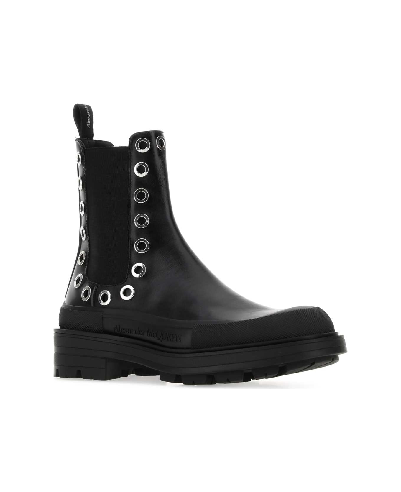 Alexander McQueen Black Leather Boxcar Ankle Boots - 1081