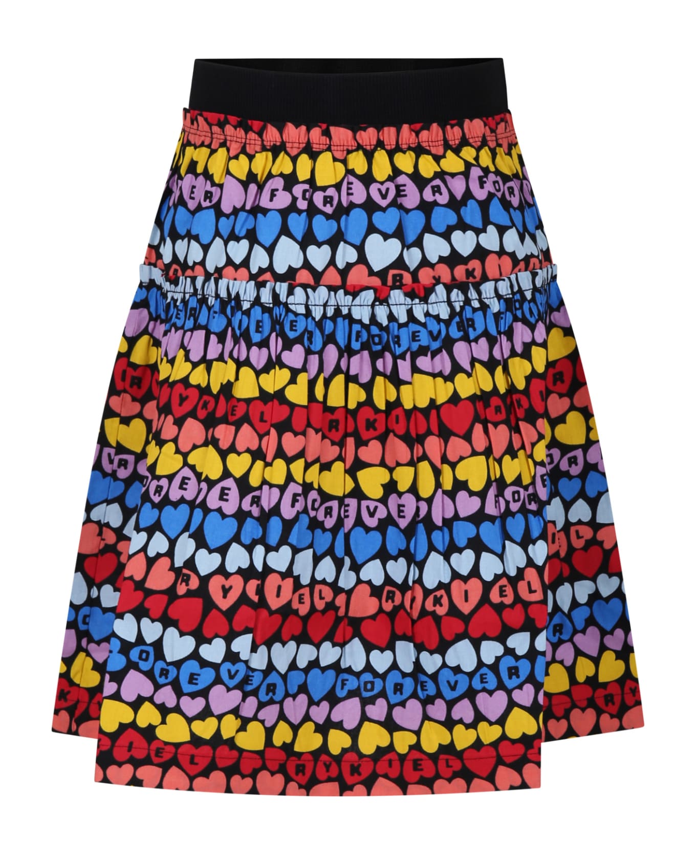 Rykiel Enfant Multicolor Skirt For Girl With All-over Hearts - Multicolor