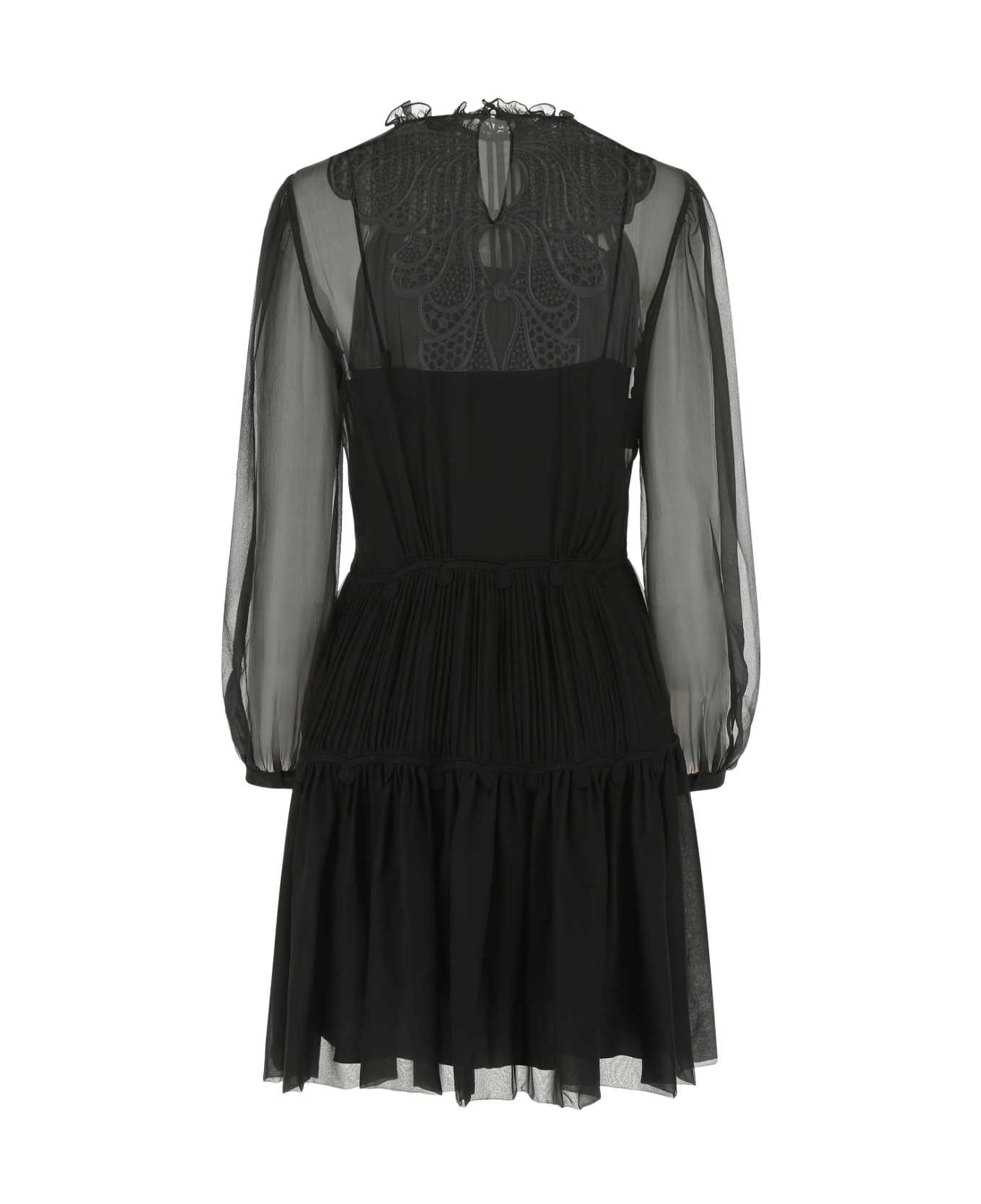 Alberta Ferretti Black Chiffon Mini Dress - V0555