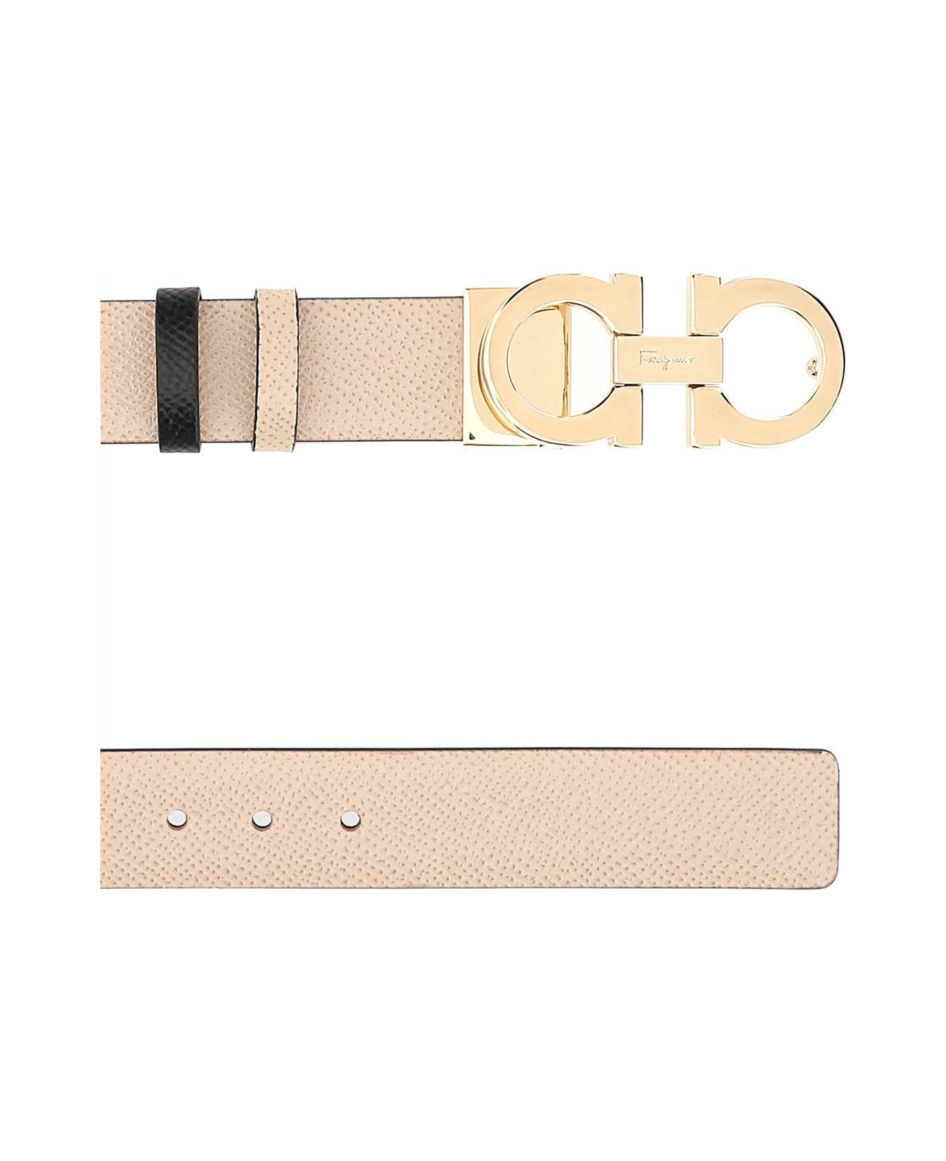 Ferragamo Skin Pink Leather Reversible Belt - MACADAMIA