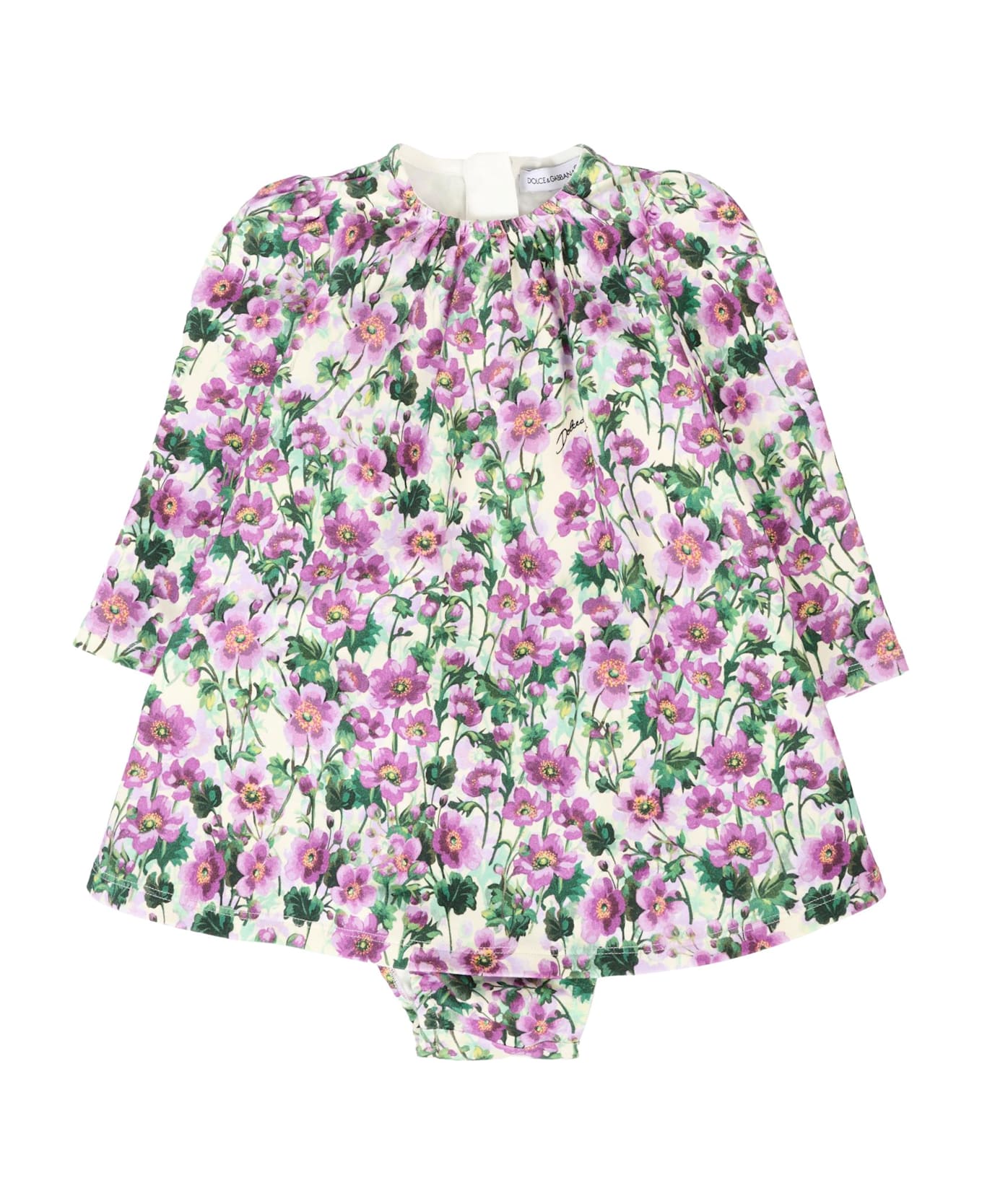 Dolce 
Gabbana Multicolor Dress For Baby Girl With Violet Print - Violet