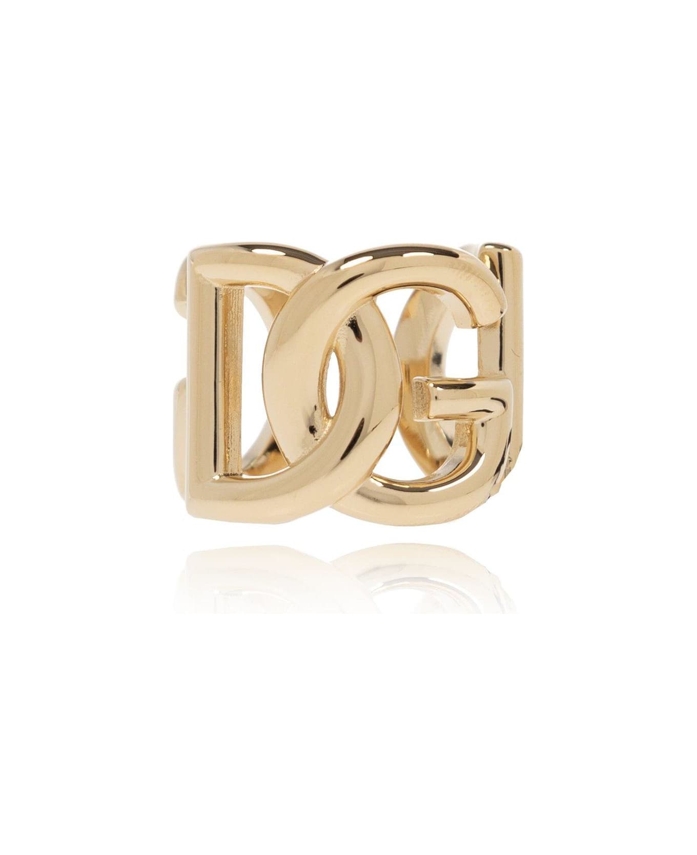 Dolce & Gabbana Logo Plaque Engraved Ring - Oro