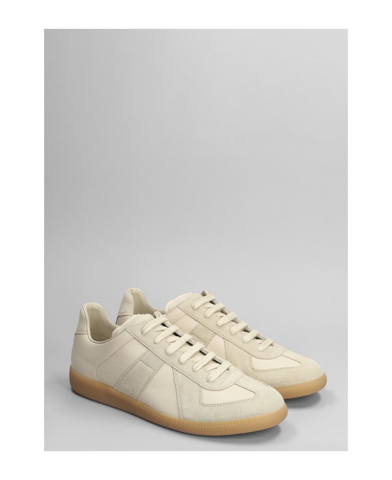 Maison Margiela Replica Sneakers In Beige Suede And Leather - beige