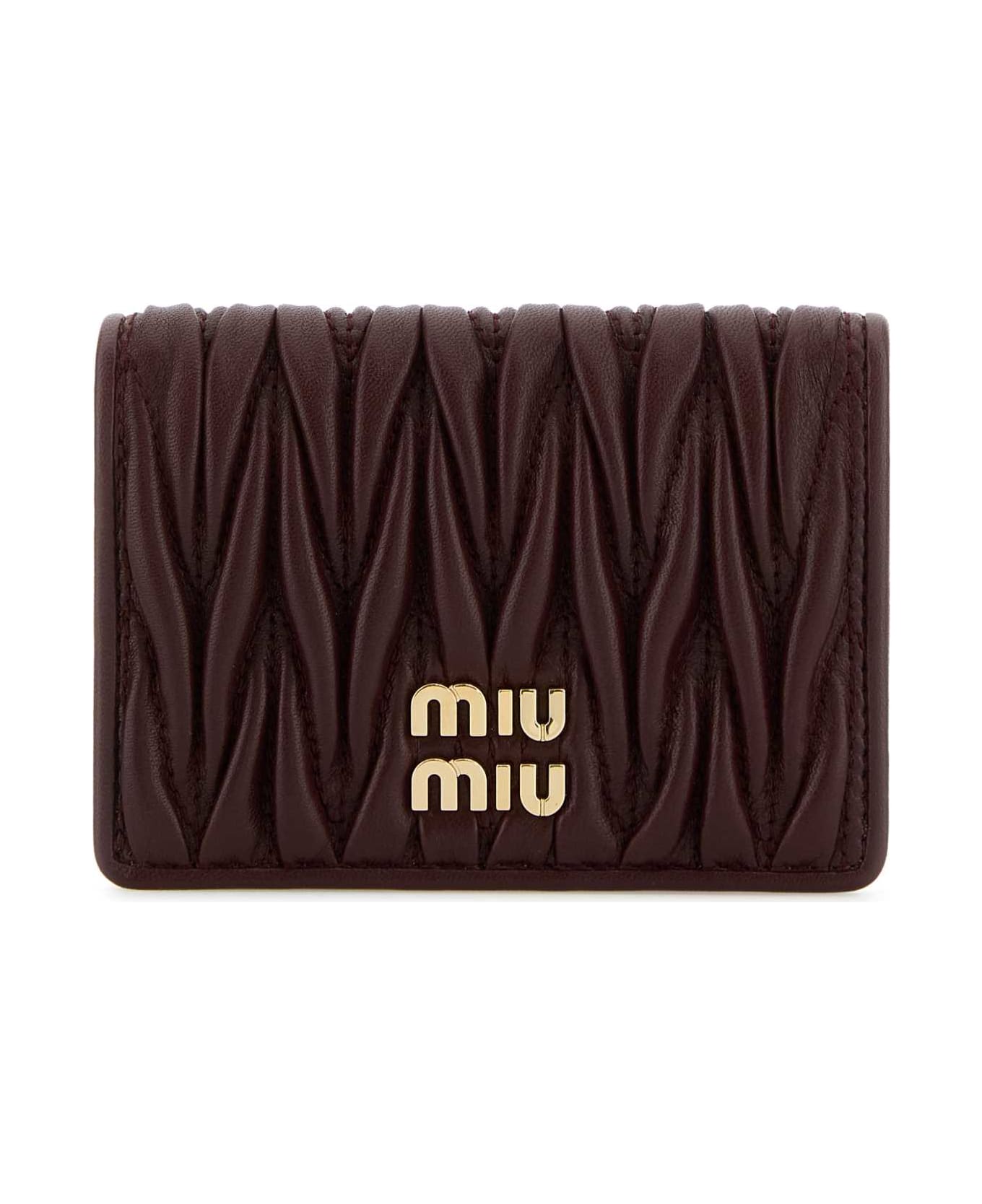 Miu Miu Burgundy Nappa Leather Card Holder - BORDEAUX