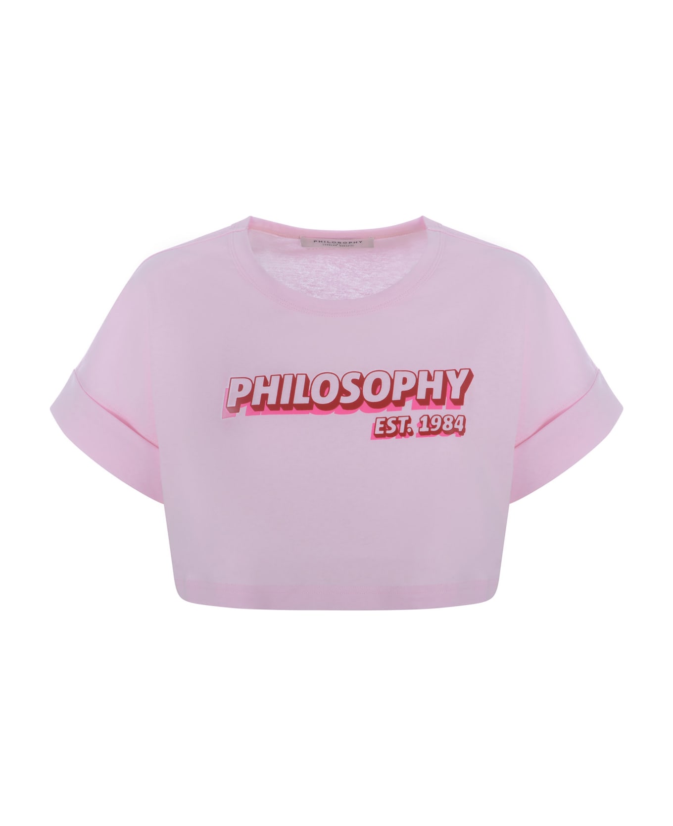 Philosophy di Lorenzo Serafini T-shirt Philosophy Di Lorenzo Serafini "logo" Cropped In Cotone - Rosa