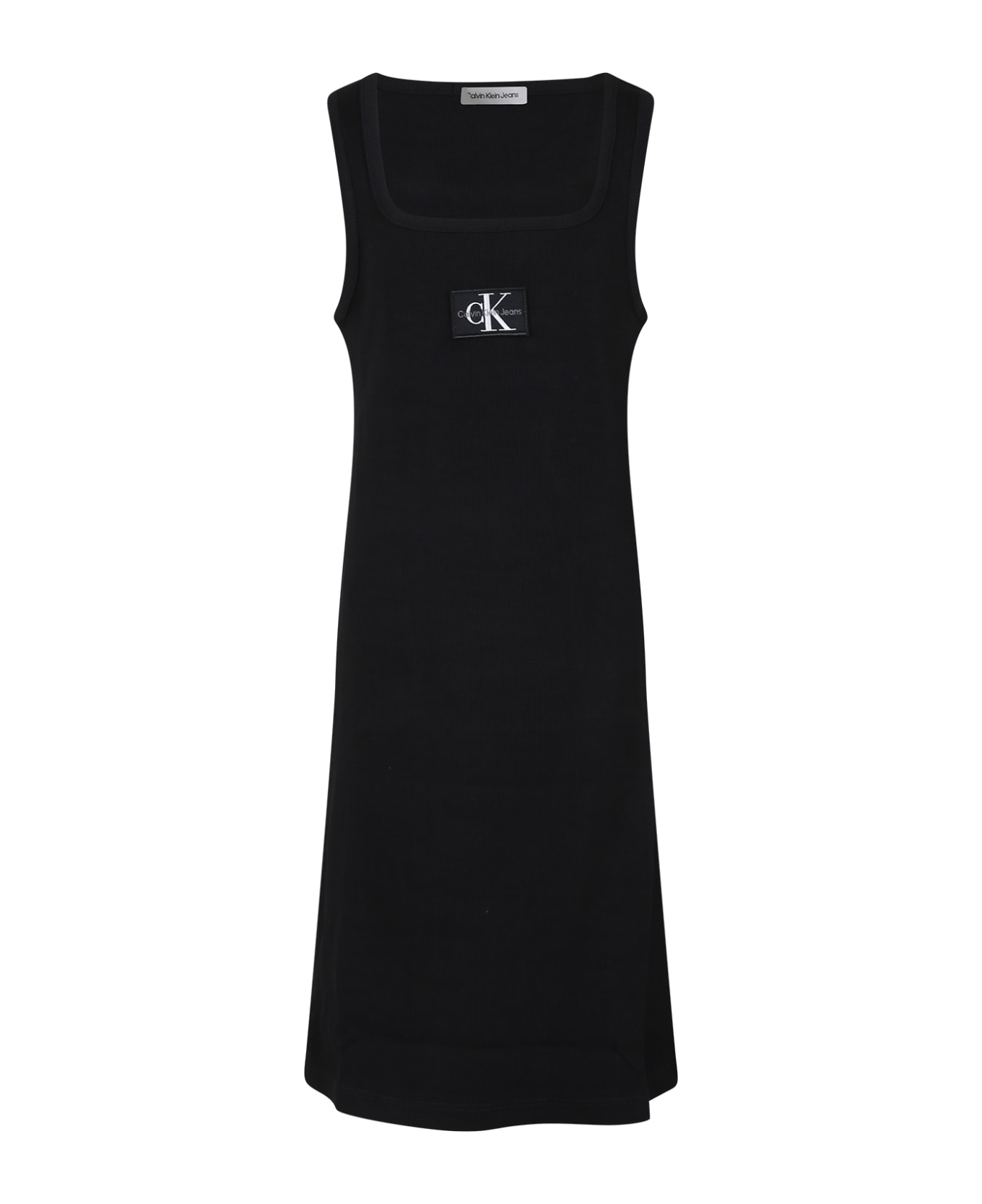 Calvin Klein Black Dress For Girl With Logo - Black