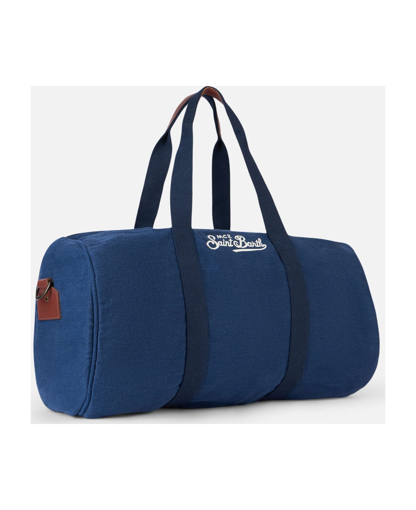 MC2 Saint Barth Blue Linen Travel Duffle Bag Jetleg - BLUE
