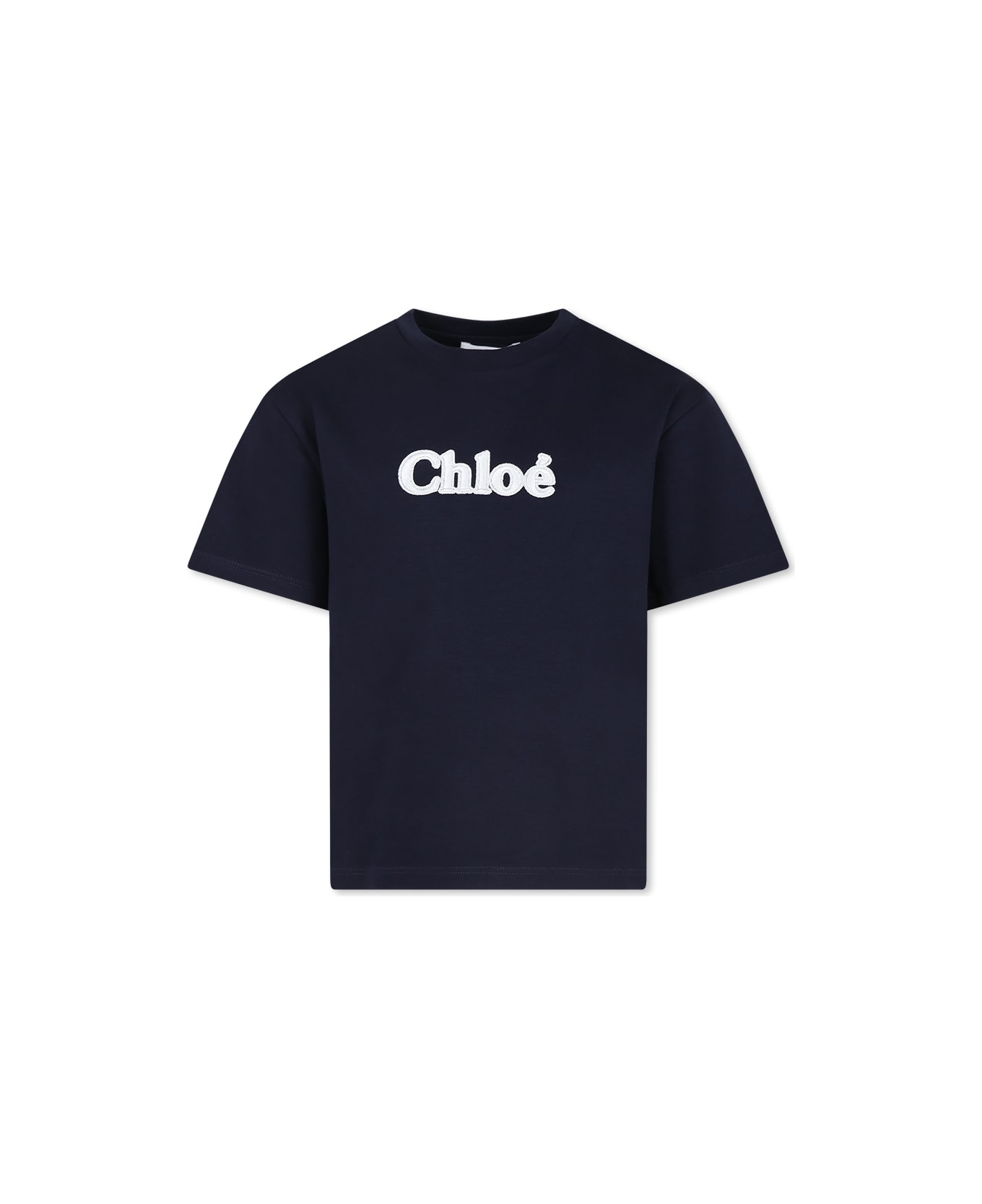 Chloé Blue T-shirt For Girl With Logo - Blu Tシャツ＆ポロシャツ