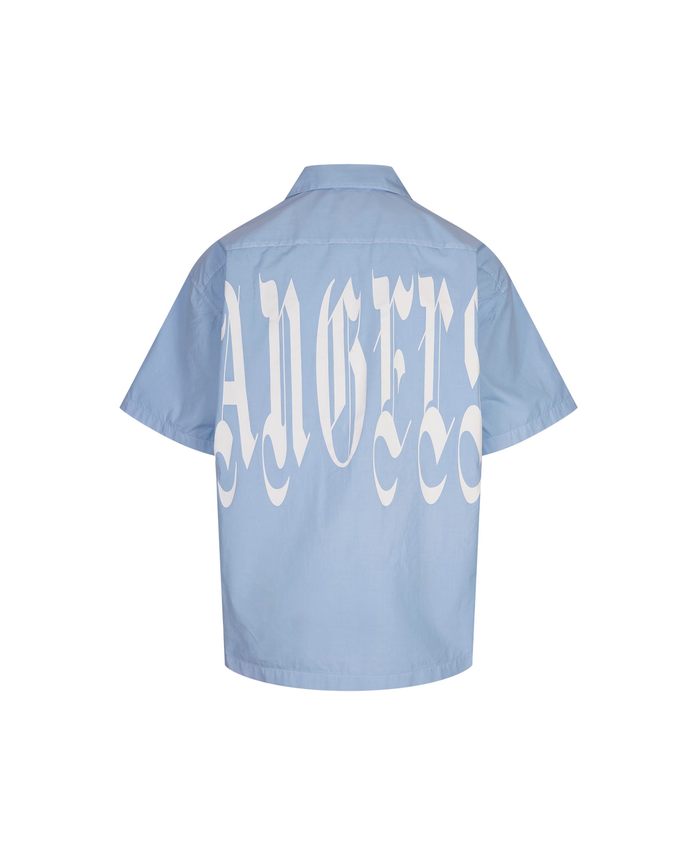 Palm Angels Light Blue Gothic Logo Oversize Shirt - Blue