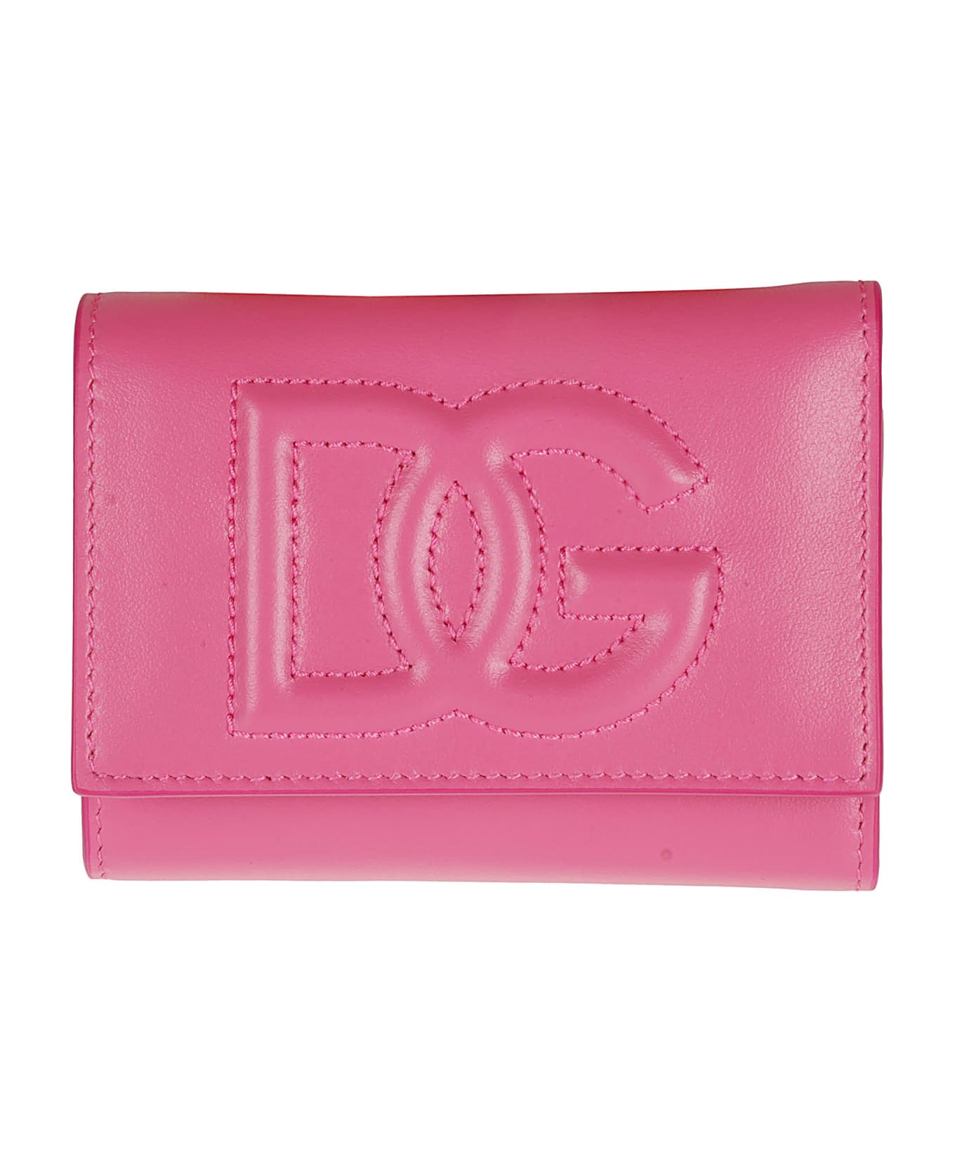 Dolce & Gabbana Logo Embossed Snap Button Wallet - Pink