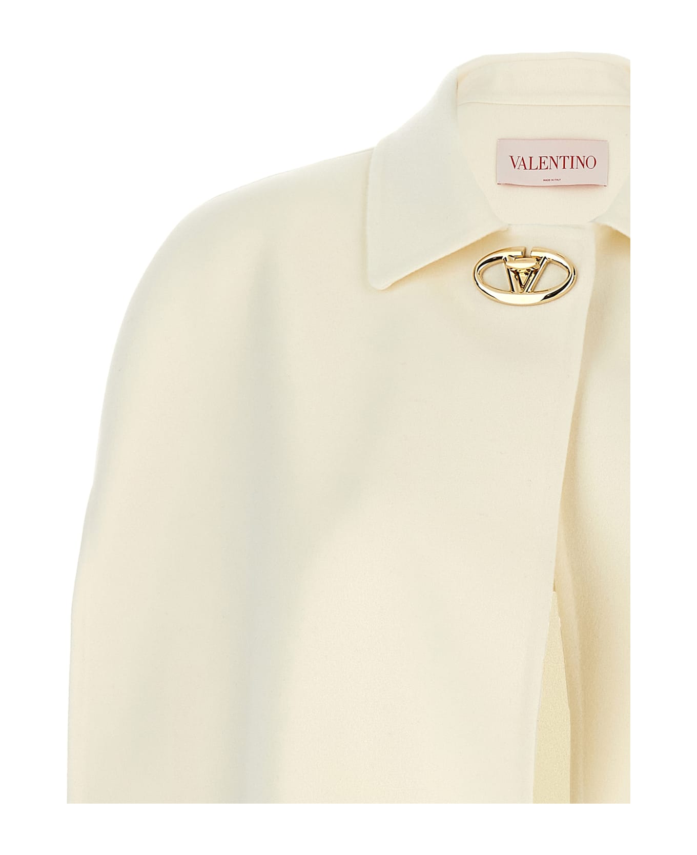 Valentino Garavani Compact Drap Double Cape - White