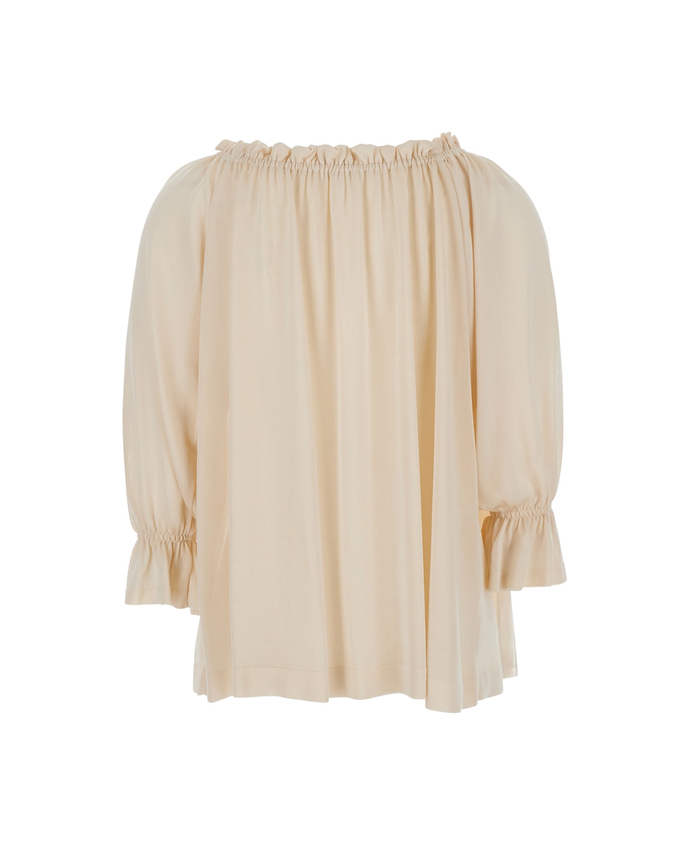 Alberta Ferretti Beige Top With Pleated Details In Viscose Woman - Beige