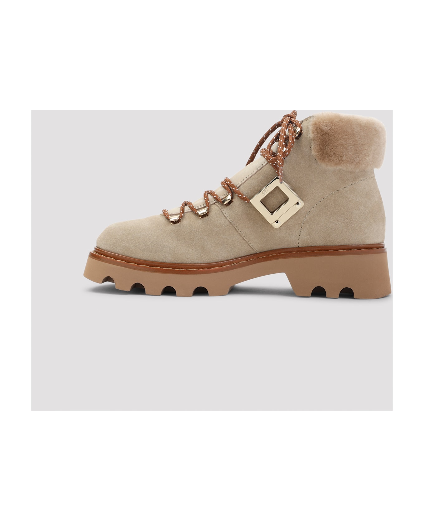 Roger Vivier Viv Rangers Track Fur Boots - Beige Scuro