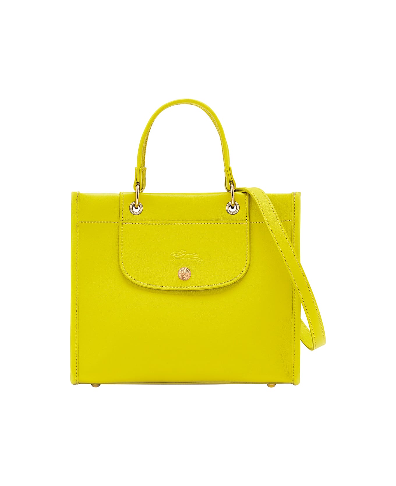 Longchamp Green Handbag With Embossed Logo On The Front And Adjustable And Removable Shoulder Strap In Leather Woman - Green