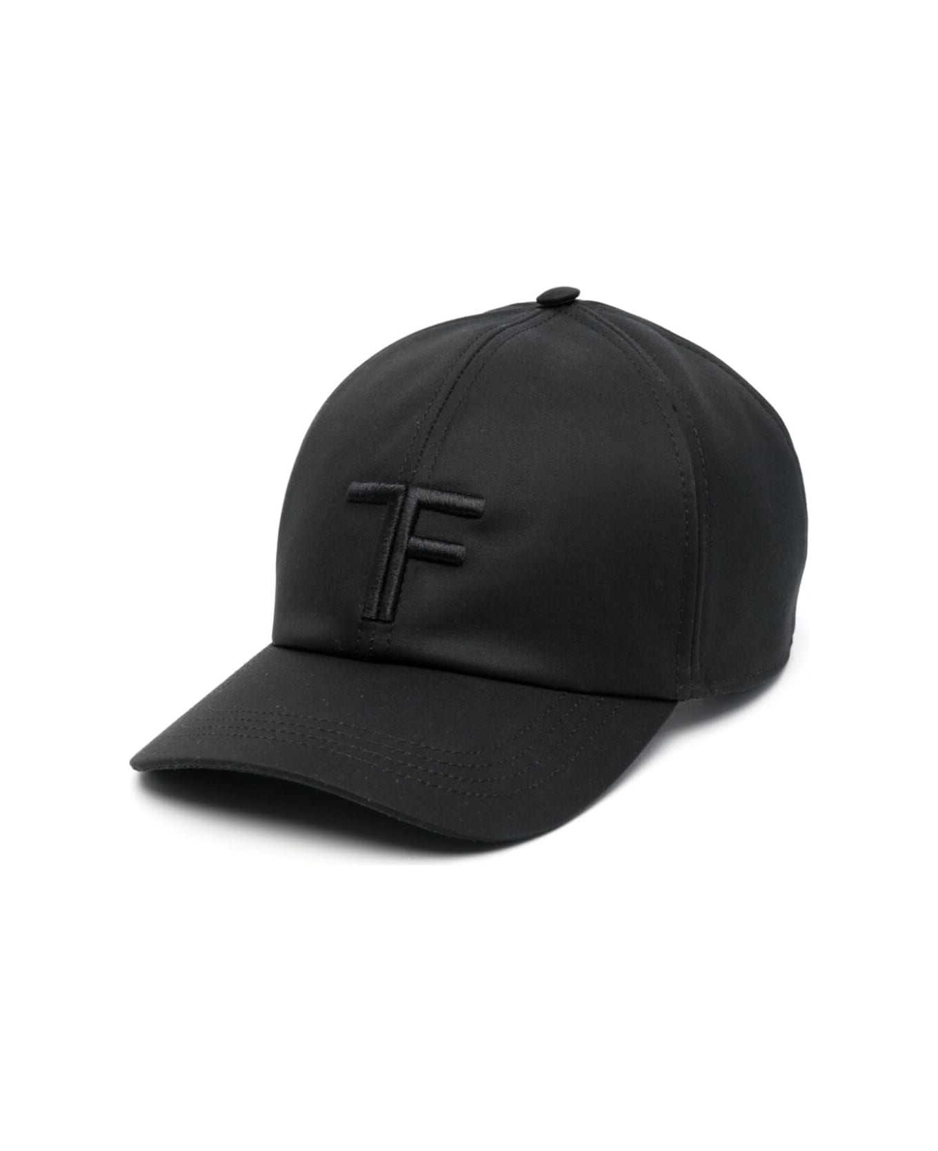 Tom Ford Black Baseball Cap With Tf Logo Embroidery In Cotton Man - Black