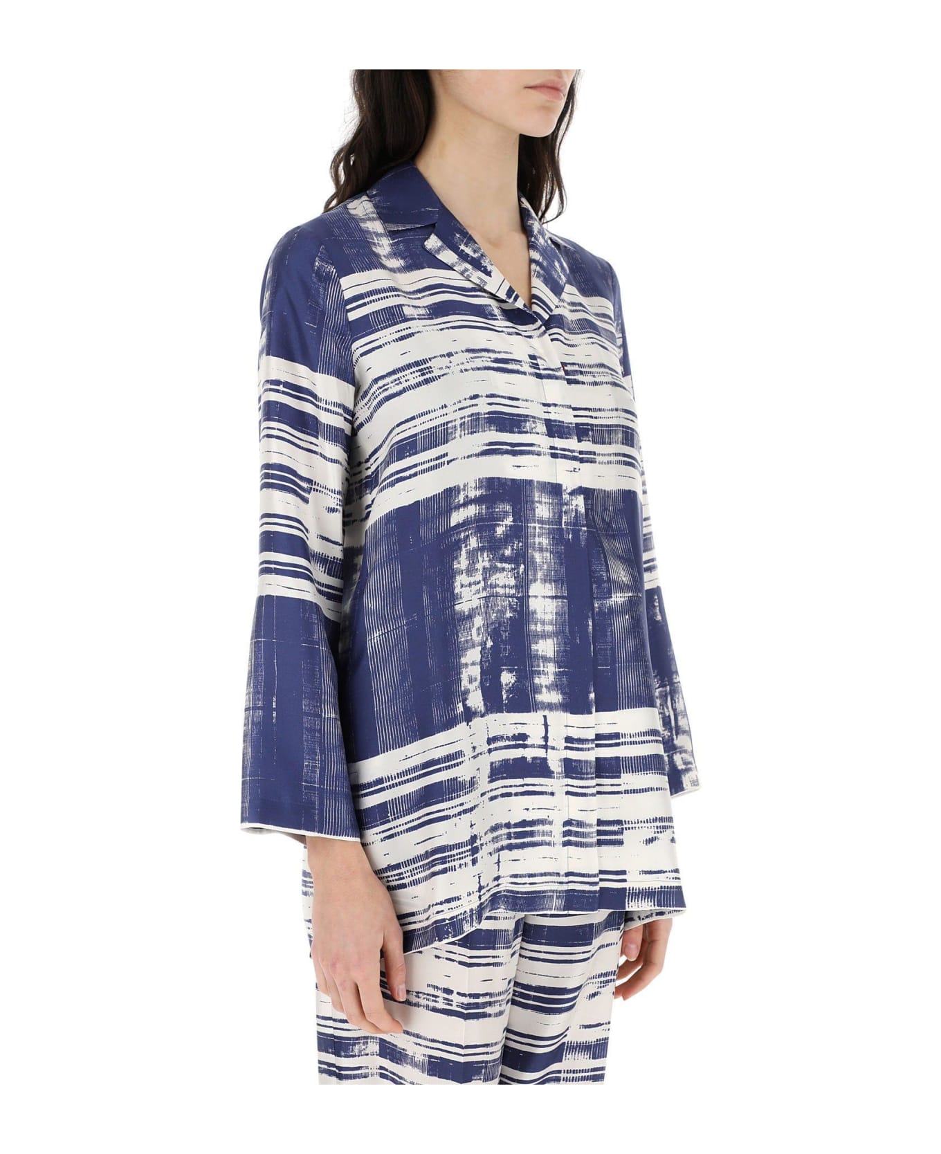 'S Max Mara Printed Silk Oversize Franca Shirt - BLUE