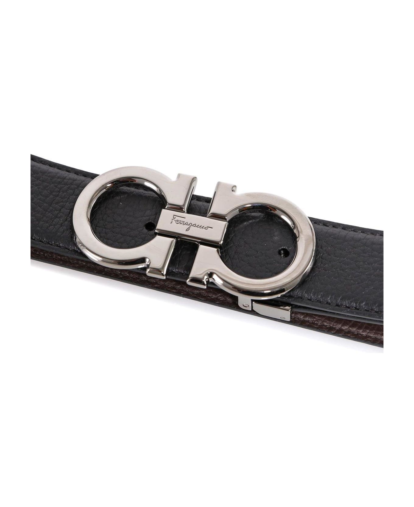 Ferragamo Gancini Buckle Belt - NEROHICKORY