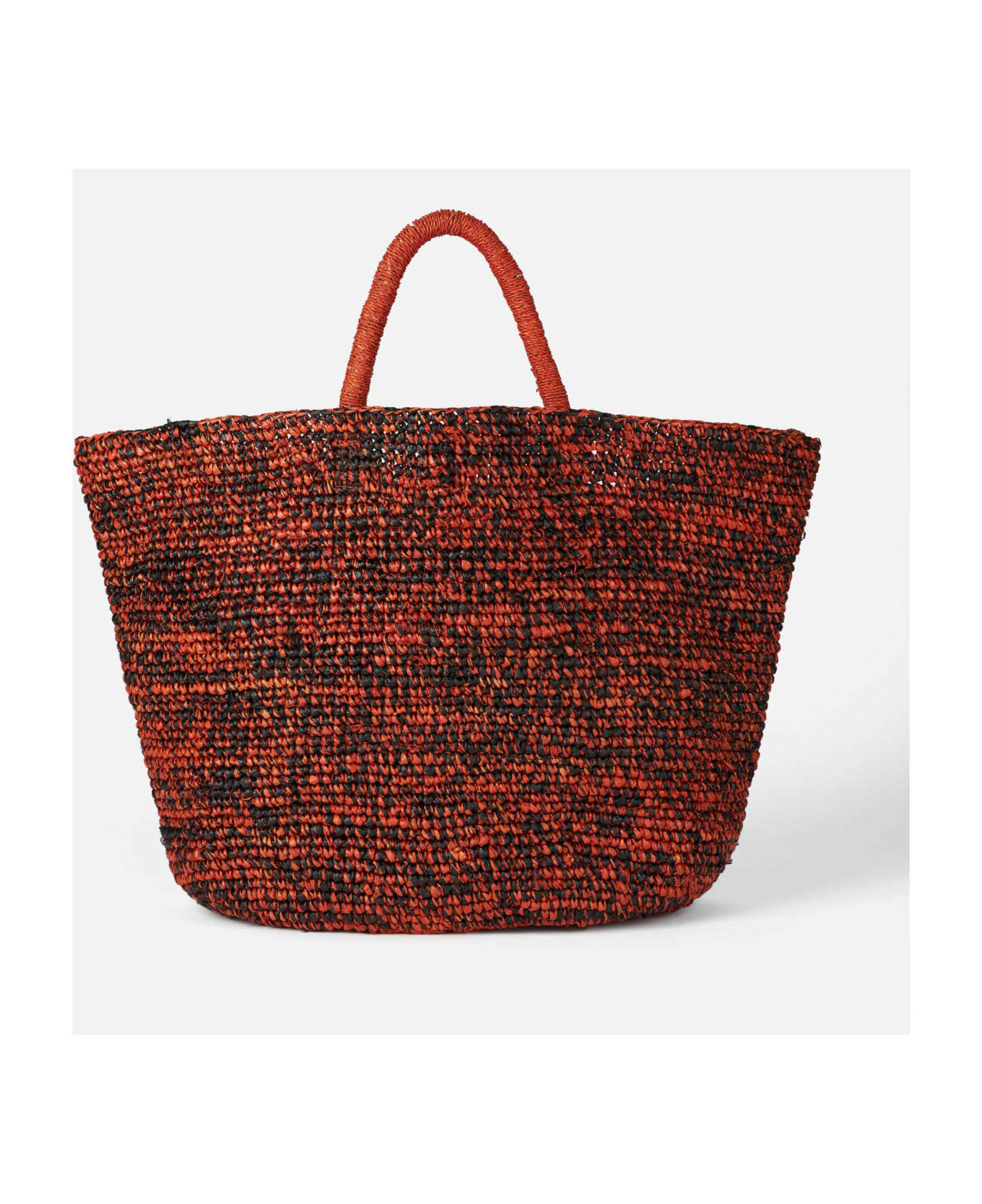 MC2 Saint Barth Raffia Black And Orange Bag With Front Embroidery - ORANGE トートバッグ