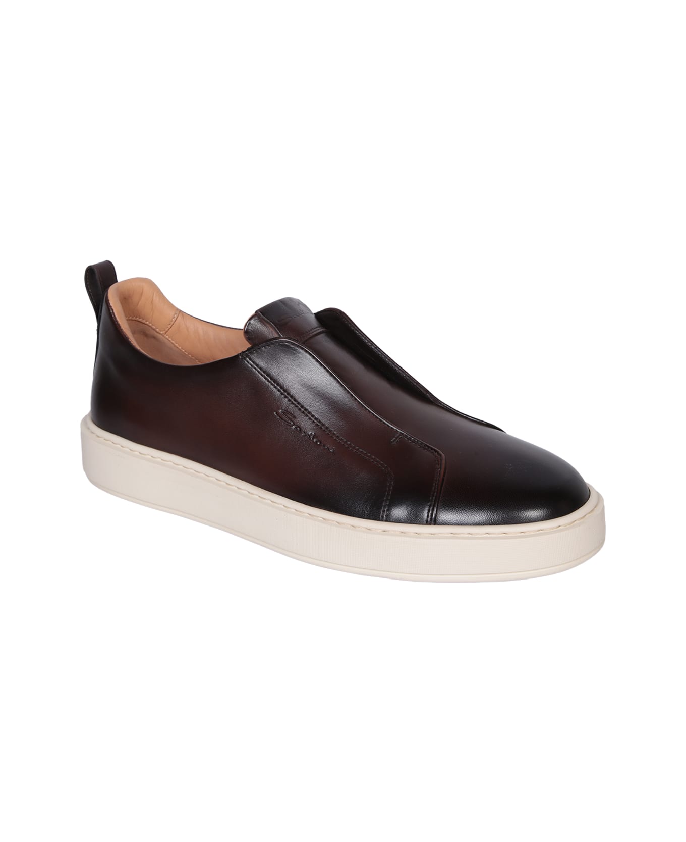 Santoni Victor Leather Slip-on Brown Sneakers - Brown スニーカー